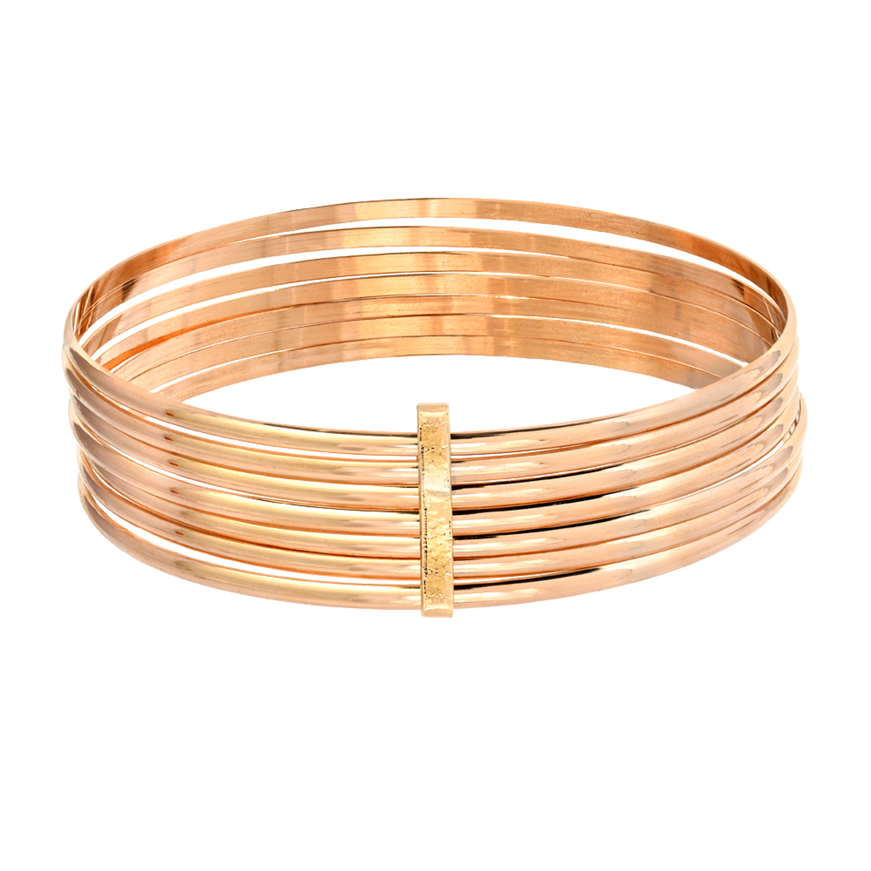 Yellow Gold 7 Day (Semanario) High Polished slip-on Solid Bangles 7.5" Yellow Gold 7 Day (Semanario) High Polished slip-on Solid Bangles 7.5"