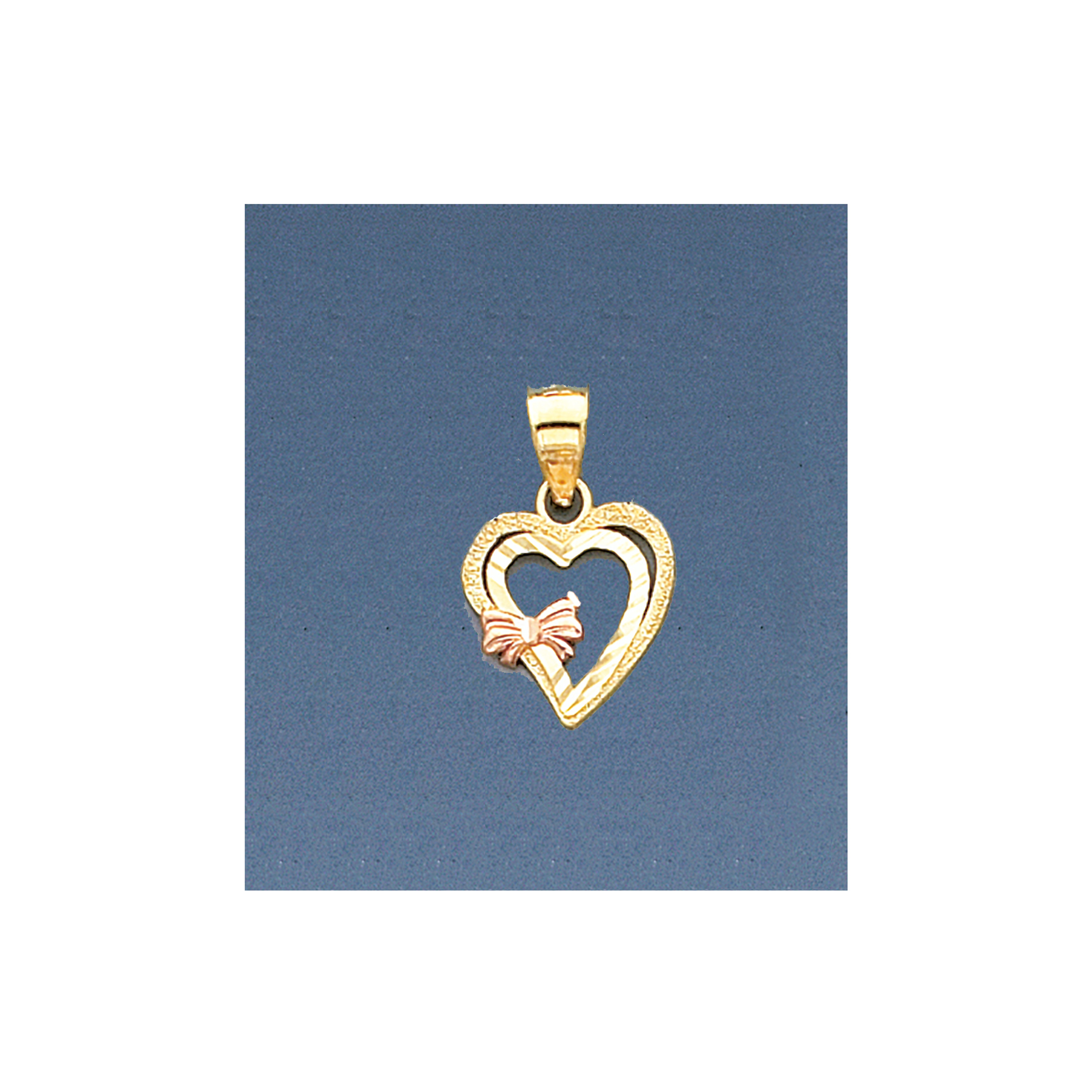 14K Gold Two Color Heart Bow Pendant 13mm By 20mm 14K Gold Two Color Heart Bow Pendant 13mm By 20mm