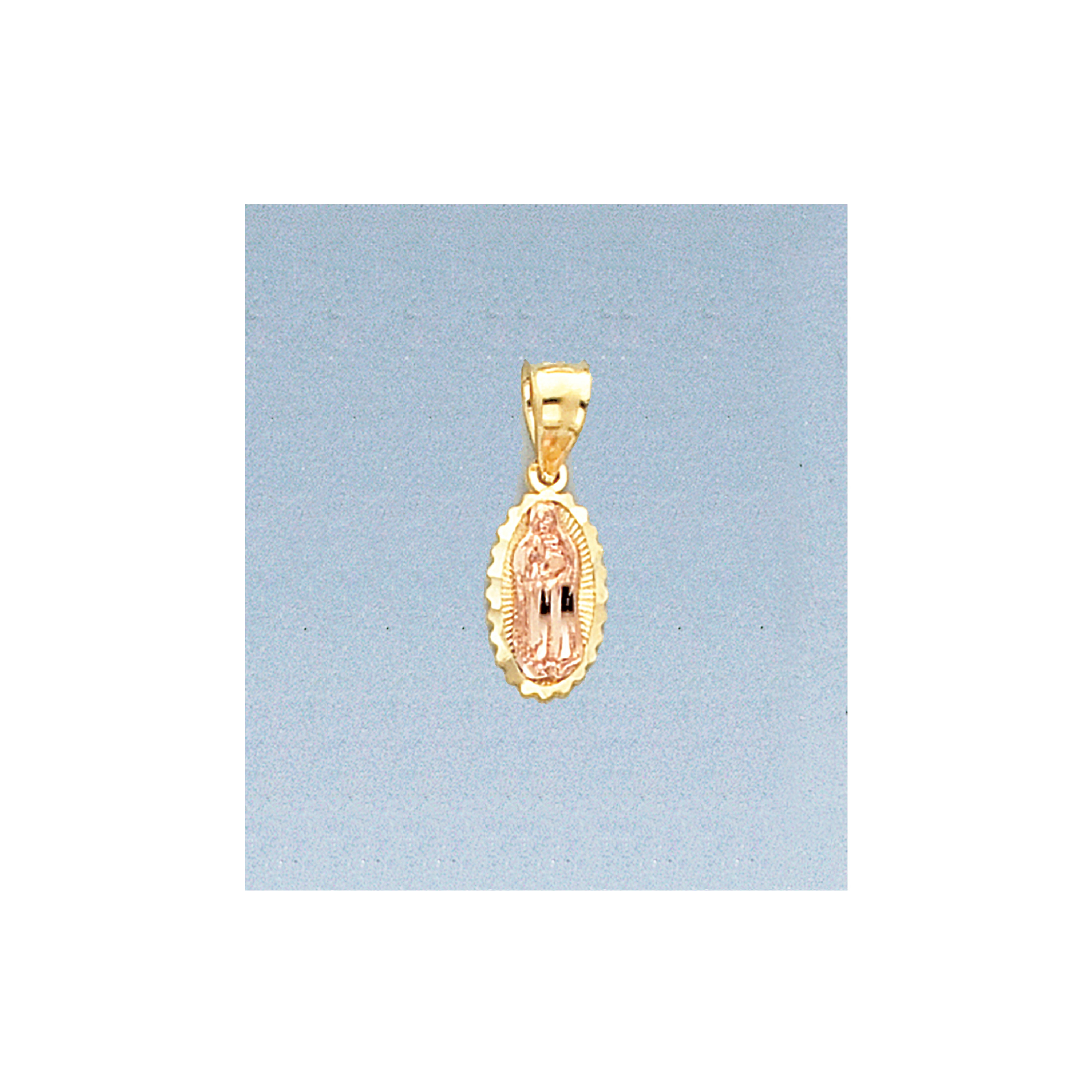 14K Gold Two Color Oval Our Lady Of Guadalupe Pendant 10mm By 20mm