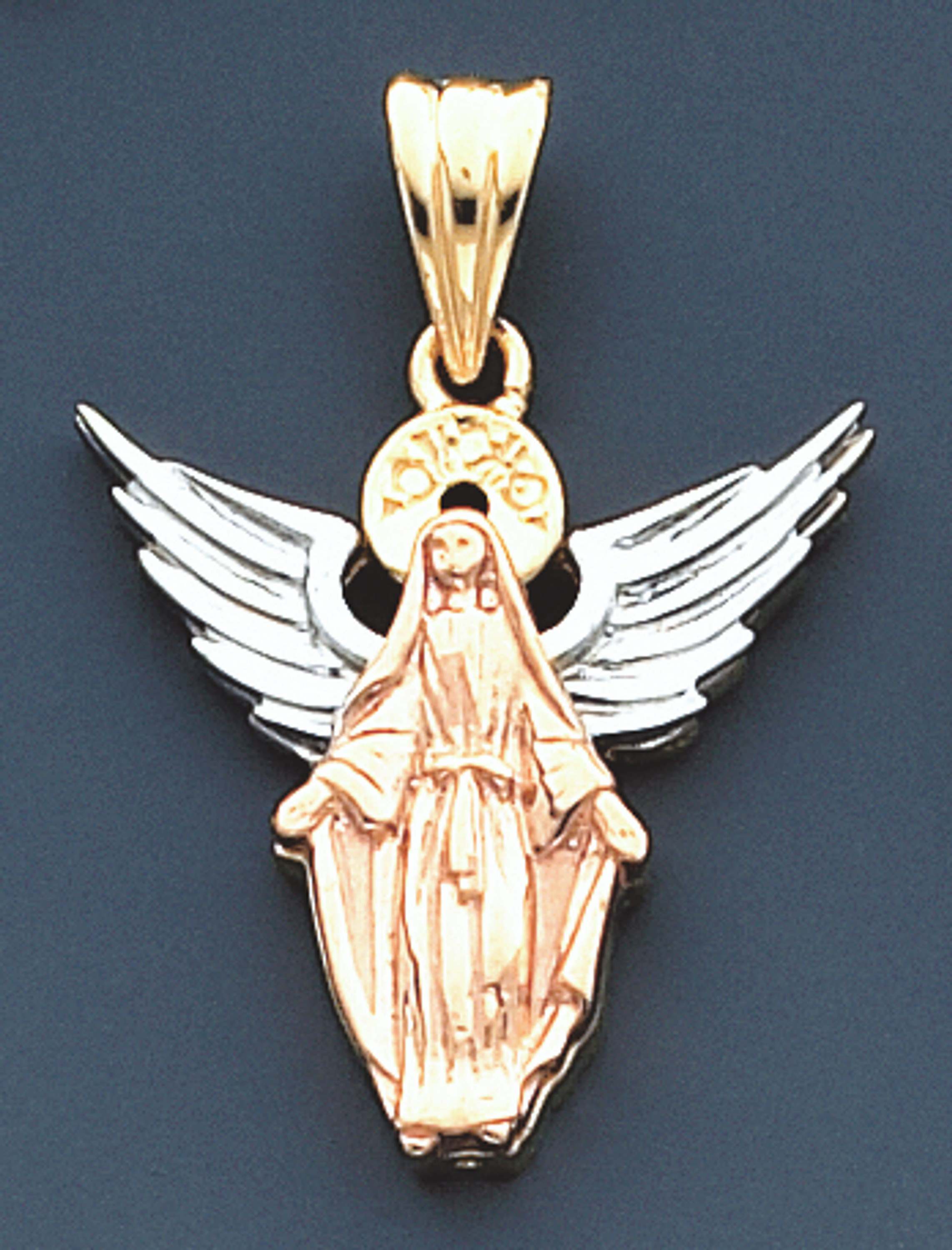 14K Gold Tri-Color Angle With Wings Charm 33mm Tall By 25mm Wide 14K Gold Tri-Color Angle With Wings Charm 33mm Tall By 25mm Wide