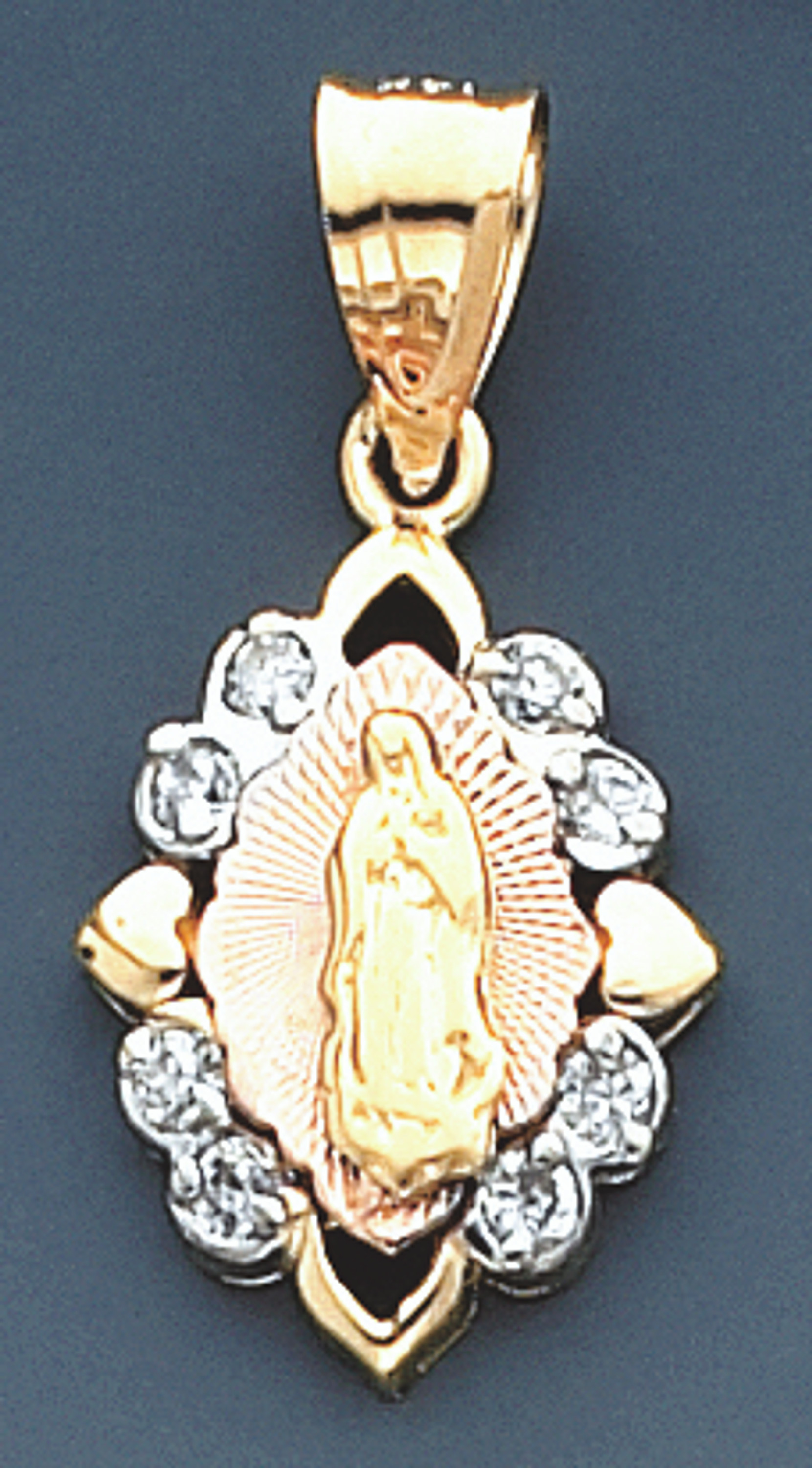 14K Gold Tri-Color Virgin Mary Charm 30mm Tall By 16mm Wide 14K Gold Tri-Color Virgin Mary Charm 30mm Tall By 16mm Wide