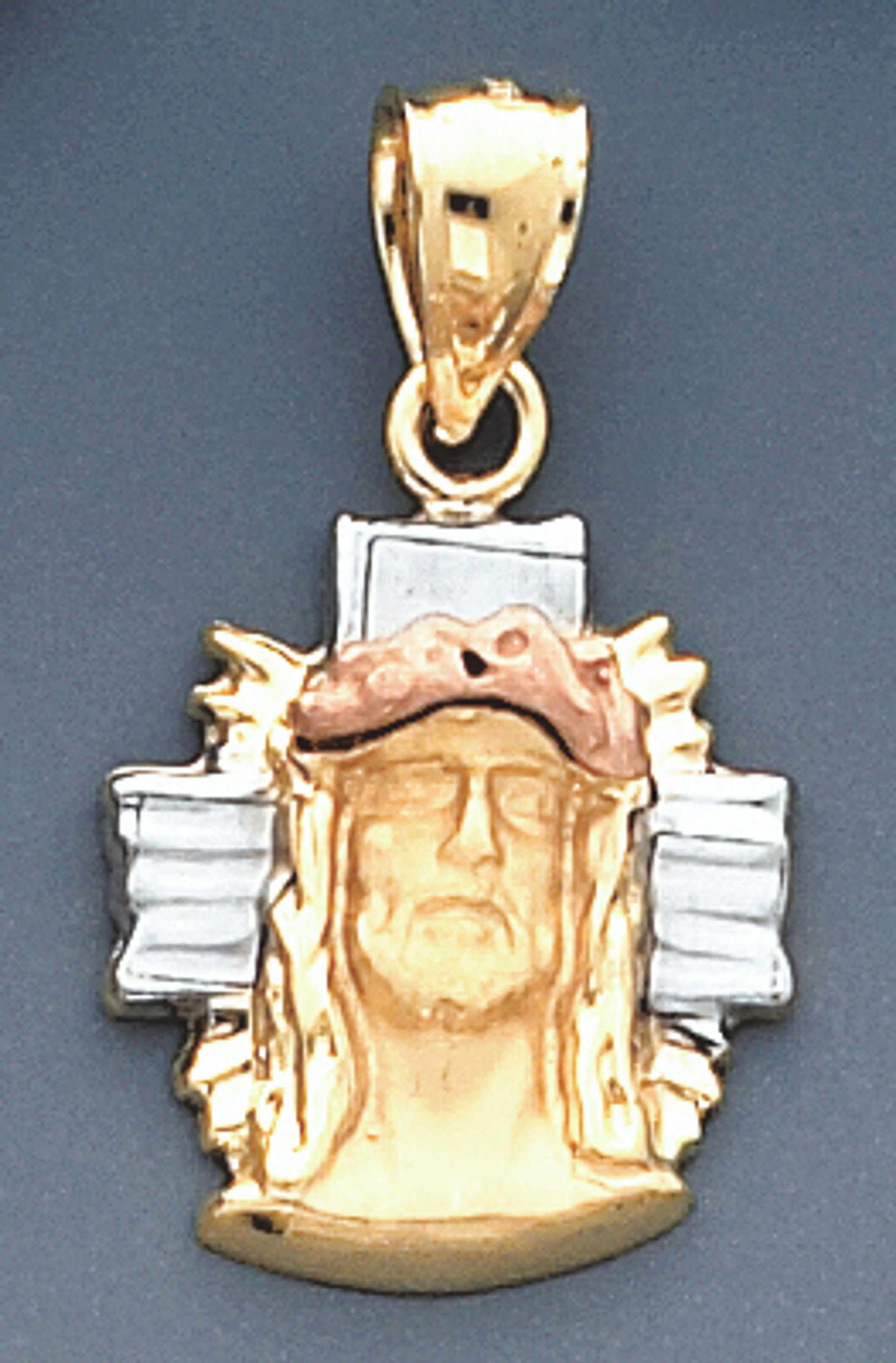 14K Gold Tri-Color Jesus Charm 29mm Tall By 17mm Wide 14K Gold Tri-Color Jesus Charm 29mm Tall By 17mm Wide