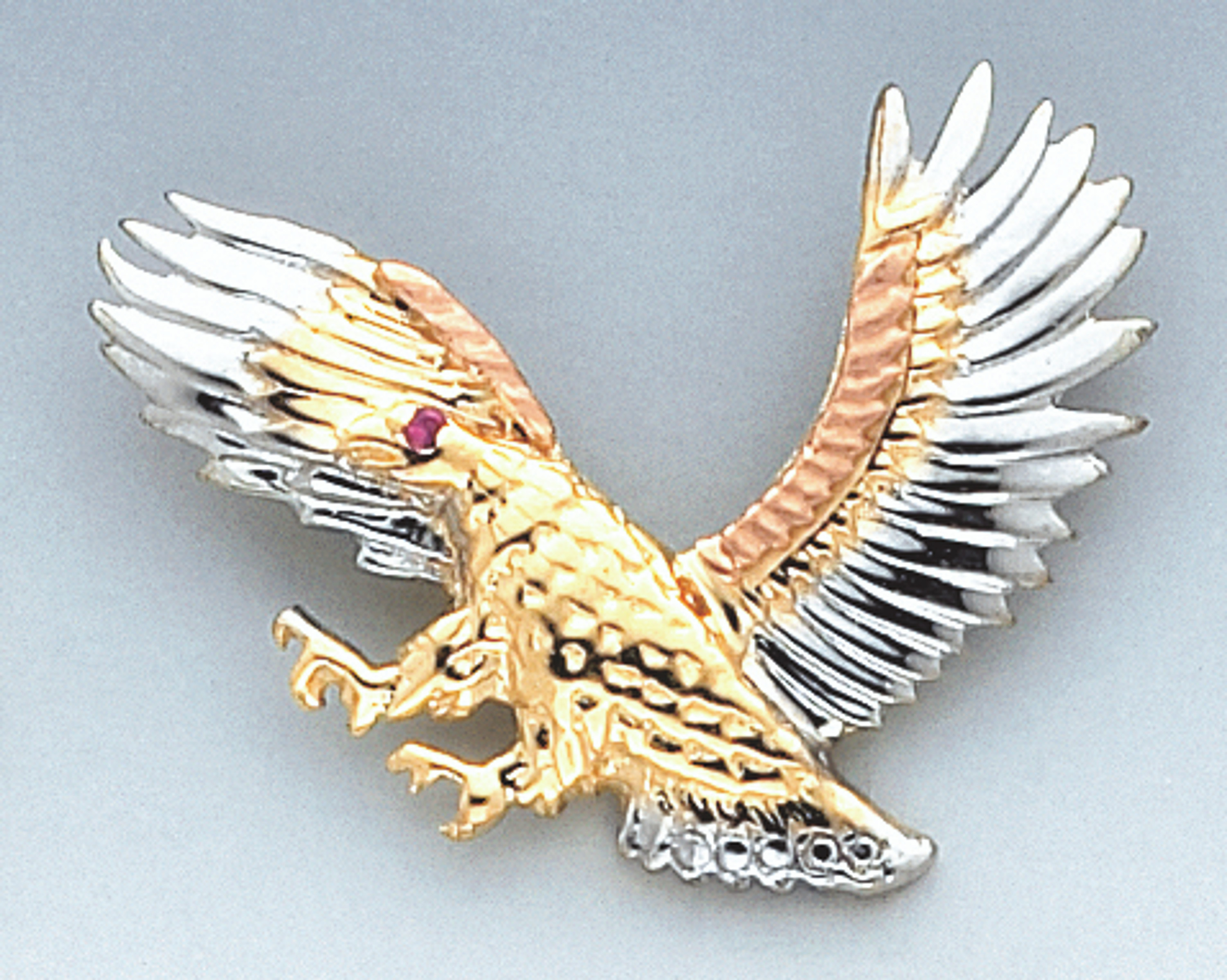 14K Gold Tri-Color Eagle Charm 26mm Tall By 33mm Wide 14K Gold Tri-Color Eagle Charm 26mm Tall By 33mm Wide