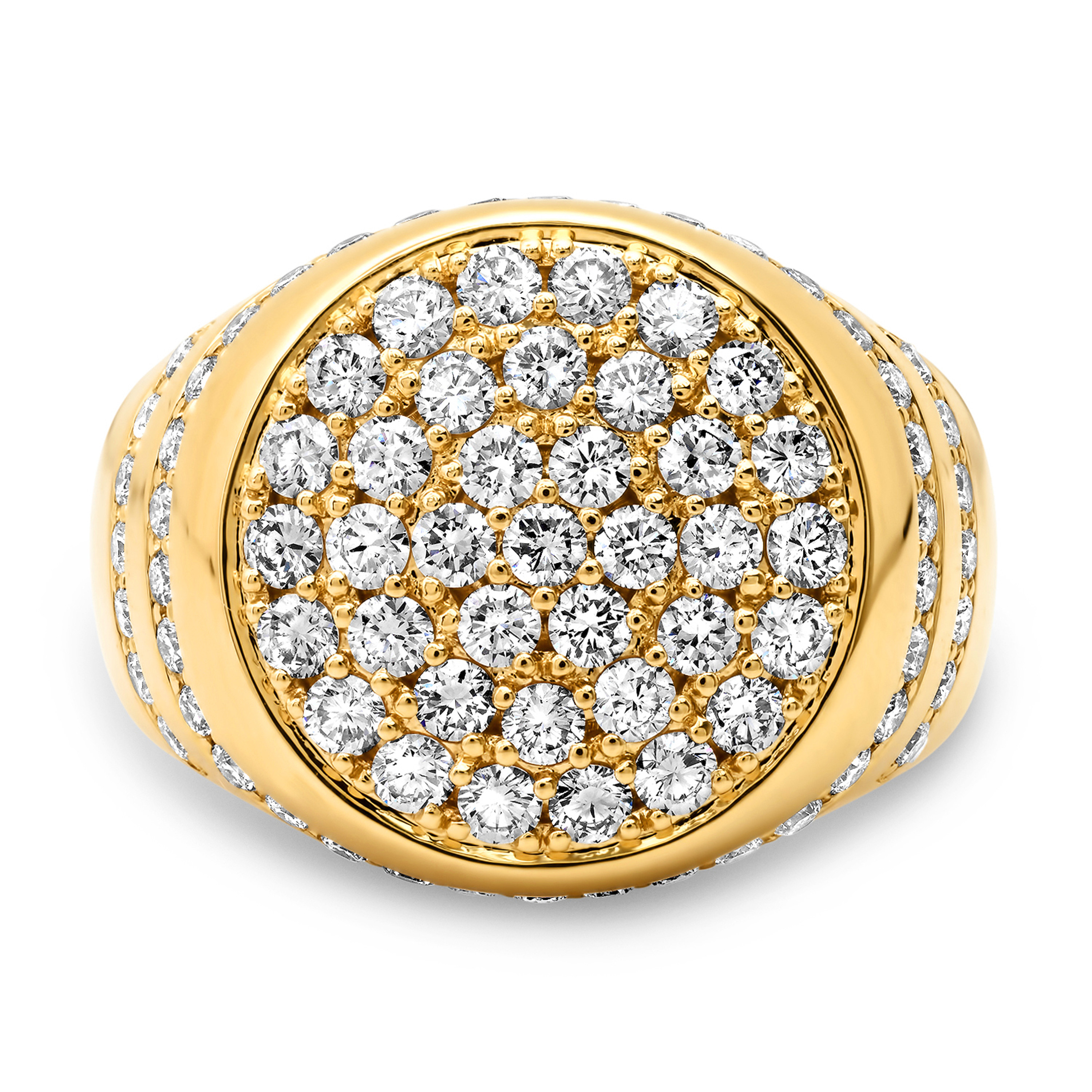14k Yellow Gold Men's Cluster Diamond 18.9mm Ring 3.05 ctw Solid Back 14k Yellow Gold Men's Cluster Diamond 18.9mm Ring 3.05 ctw Solid Back