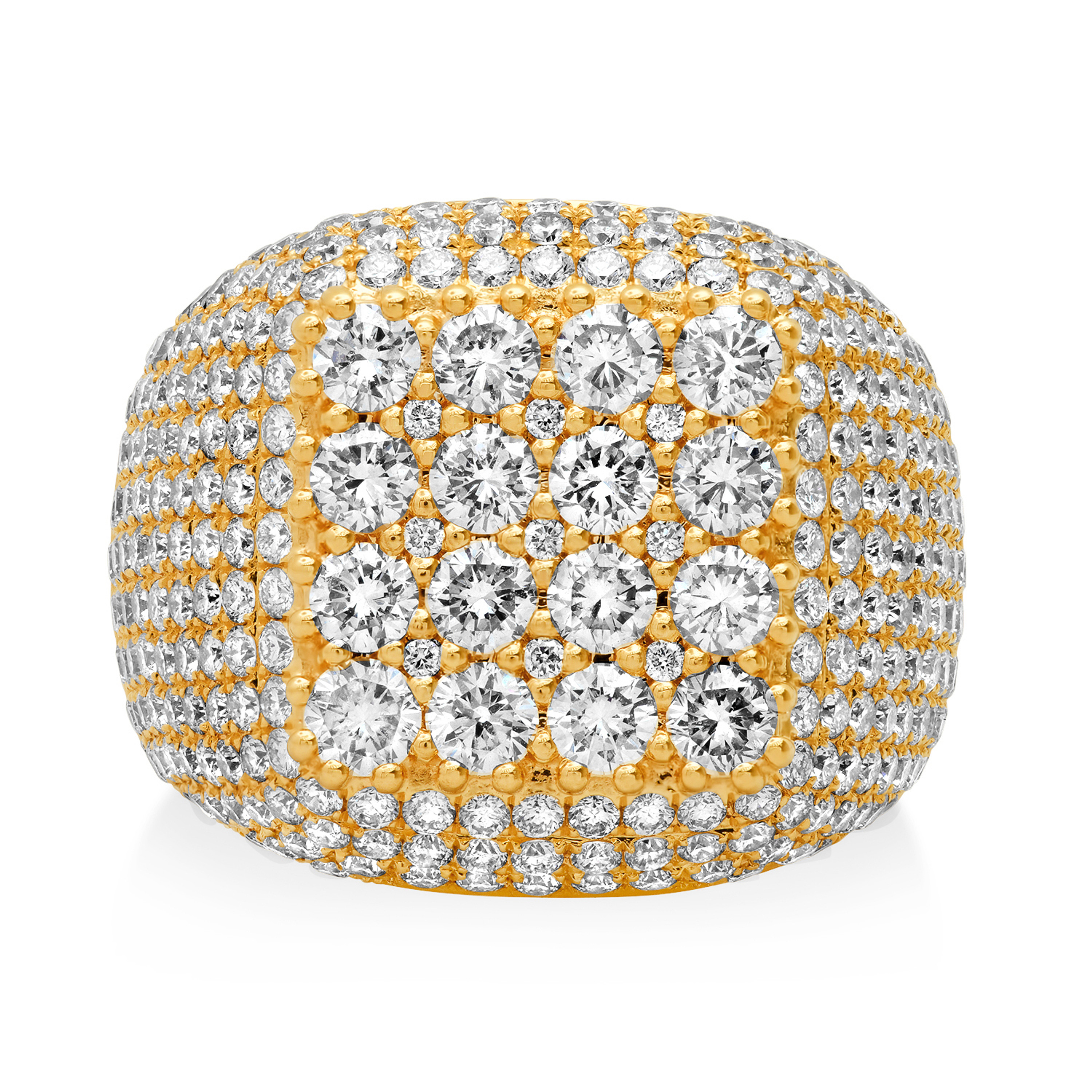 14K Yellow Gold Men's Diamond Cluster Ring 5.44 ctw  19mm 14K Yellow Gold Men's Diamond Cluster Ring 5.44 ctw  19mm