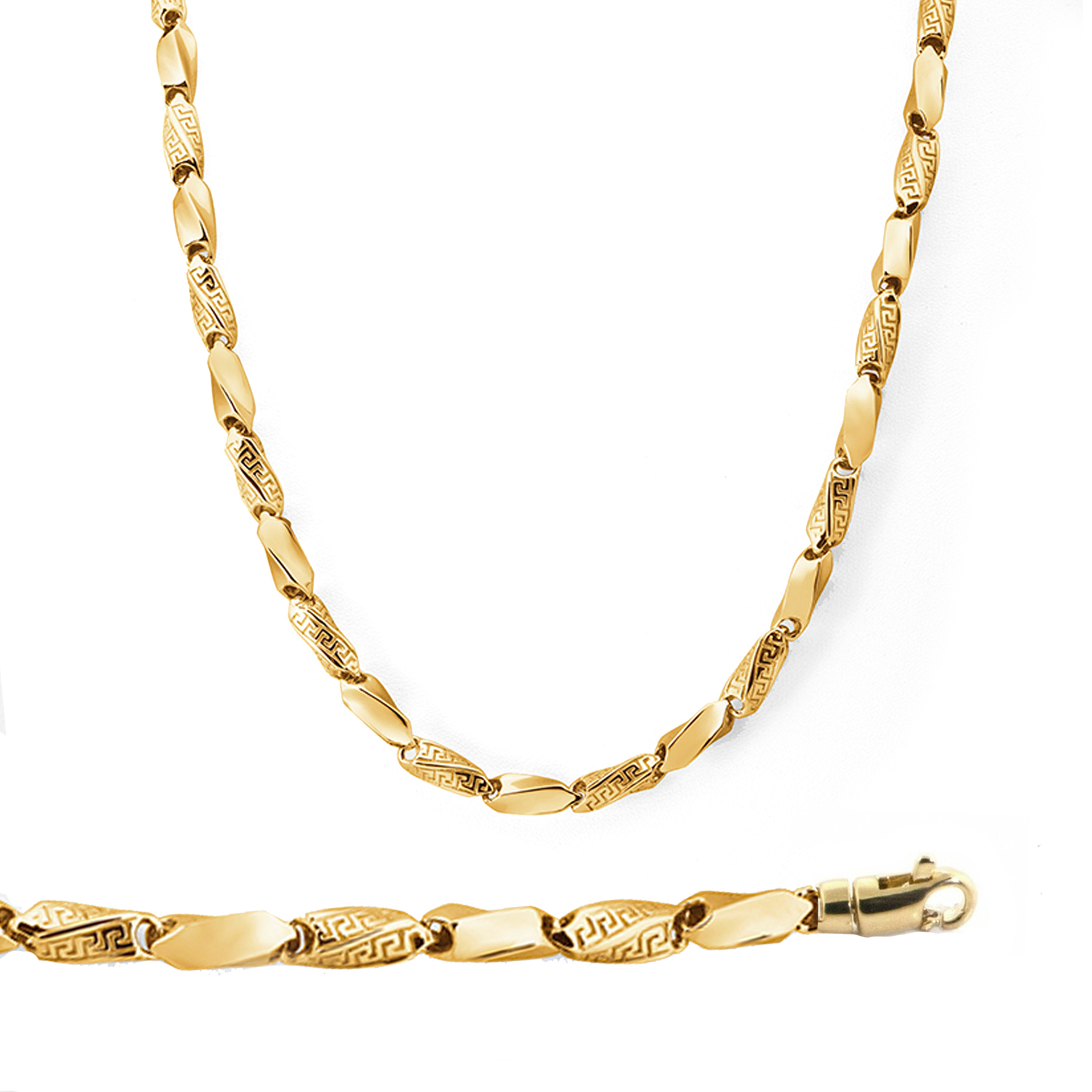 14k Yellow Gold Handmade Greek Key Gold Chain 7mm Wide 22 Inches 14k Yellow Gold Handmade Greek Key Gold Chain 7mm Wide 22 Inches