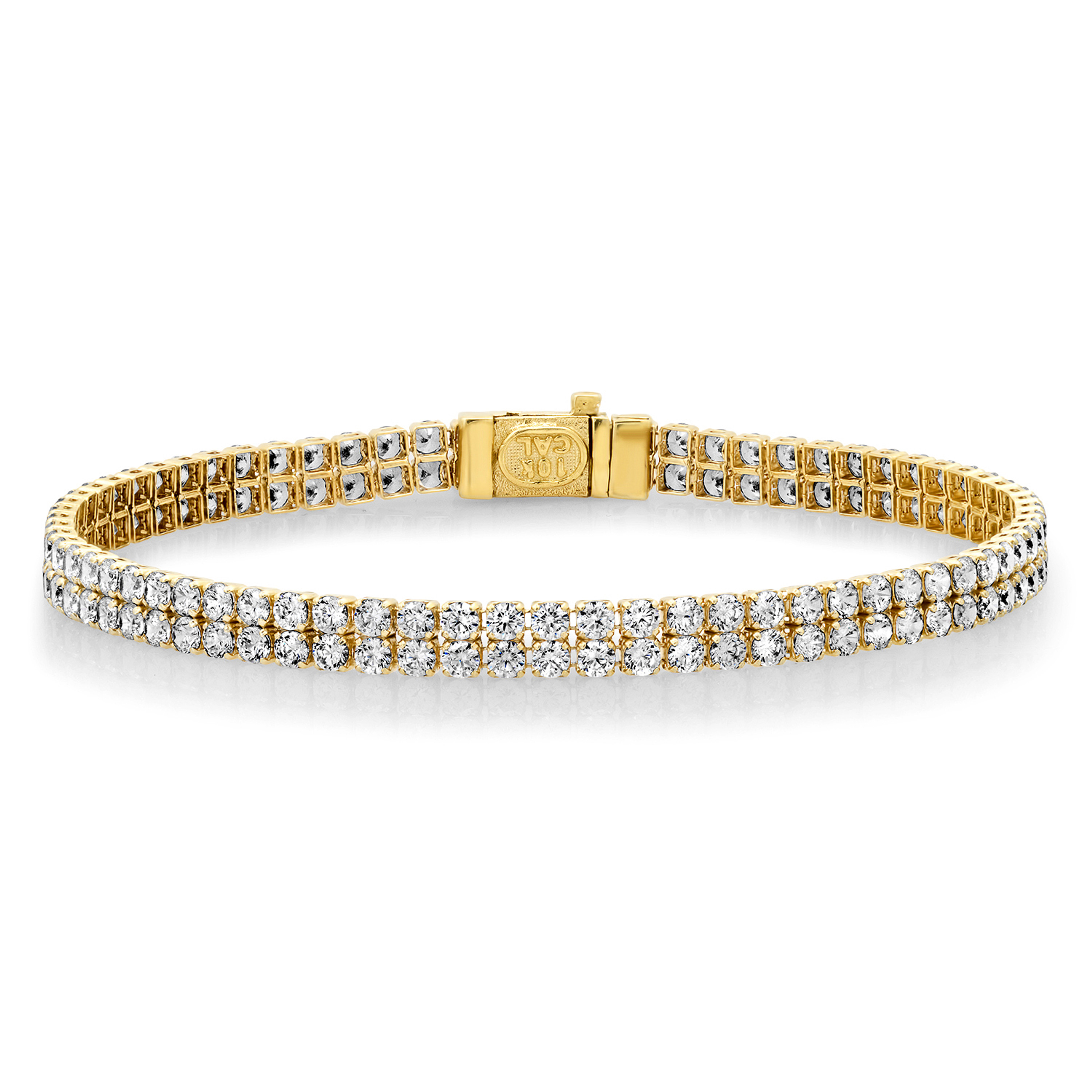 10k Yellow Gold 2 Row 4.2mm wide with 4.0 Ct Round Cz Tennis Bracelet 7.5" 10k Yellow Gold 2 Row 4.2mm wide with 4.0 Ct Round Cz Tennis Bracelet 7.5"