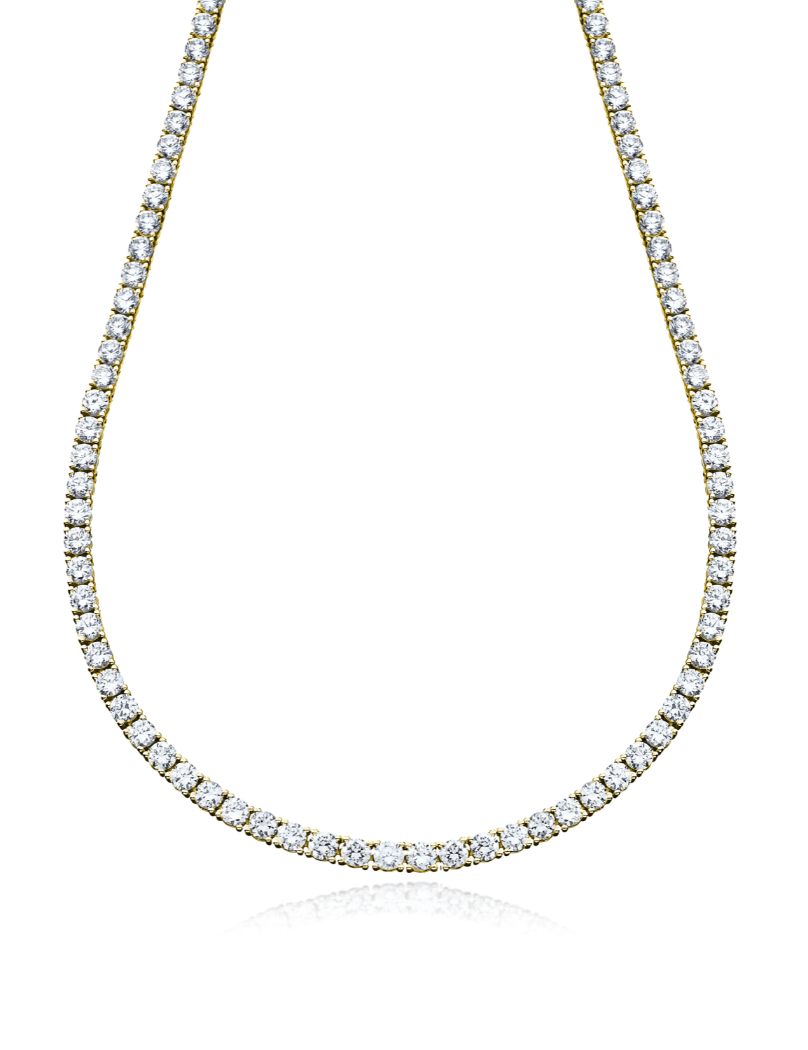 10k Yellow Gold 2.8mm wide with 10.0 Ct Round Cz Tennis Necklace 18"