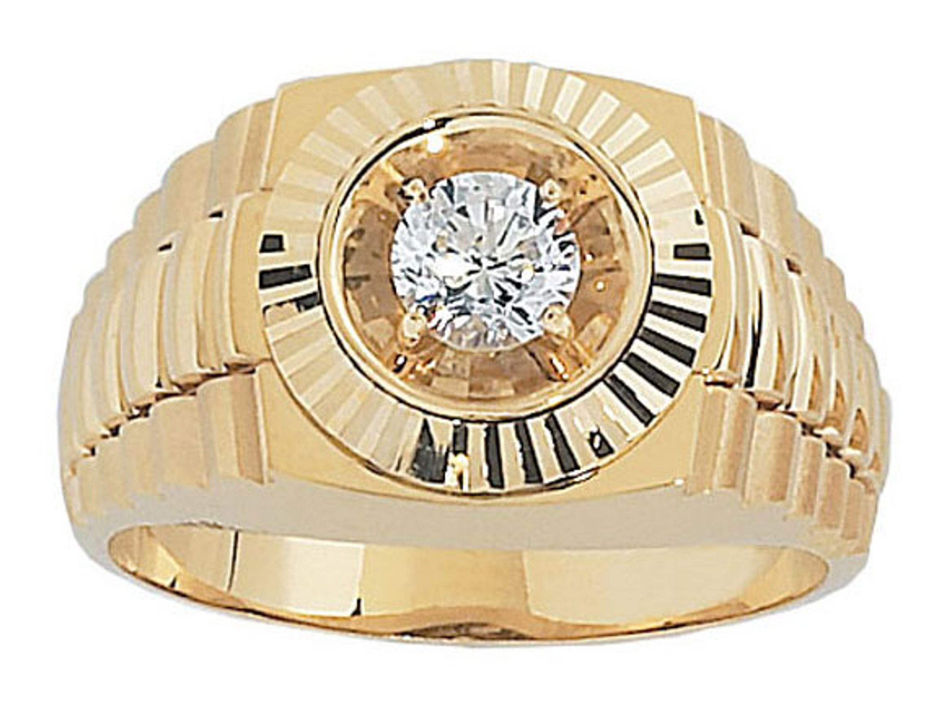 18k Yellow Gold Mens Solitaire Rolex Design Diamond Ring 1.40 Ctw. 18k Yellow Gold Mens Solitaire Rolex Design Diamond Ring 1.40 Ctw.