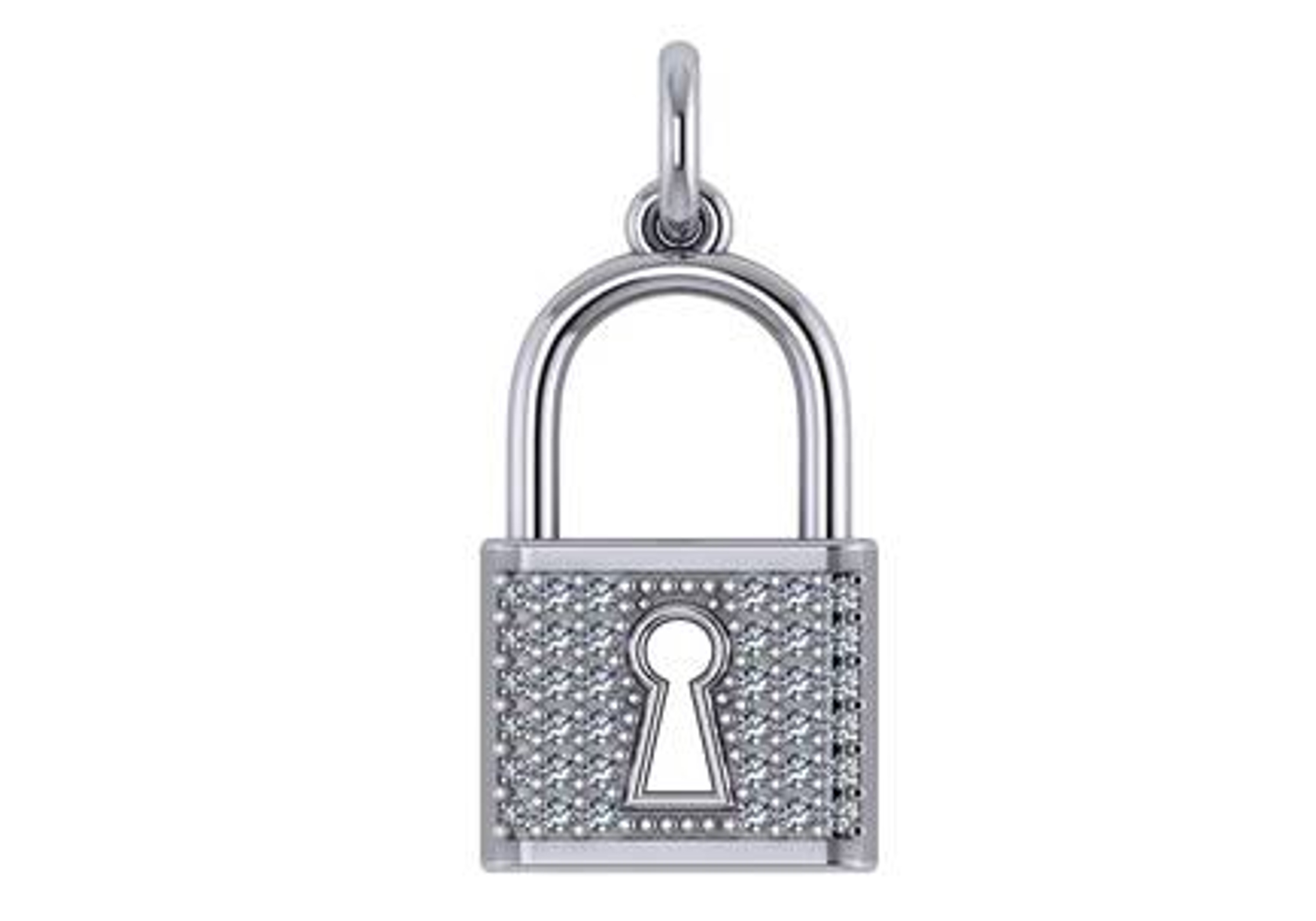 14K White Gold Diamond Lock Pendant 25.0mm 1/3 Ctw 14K White Gold Diamond Lock Pendant 25.0mm 1/3 Ctw