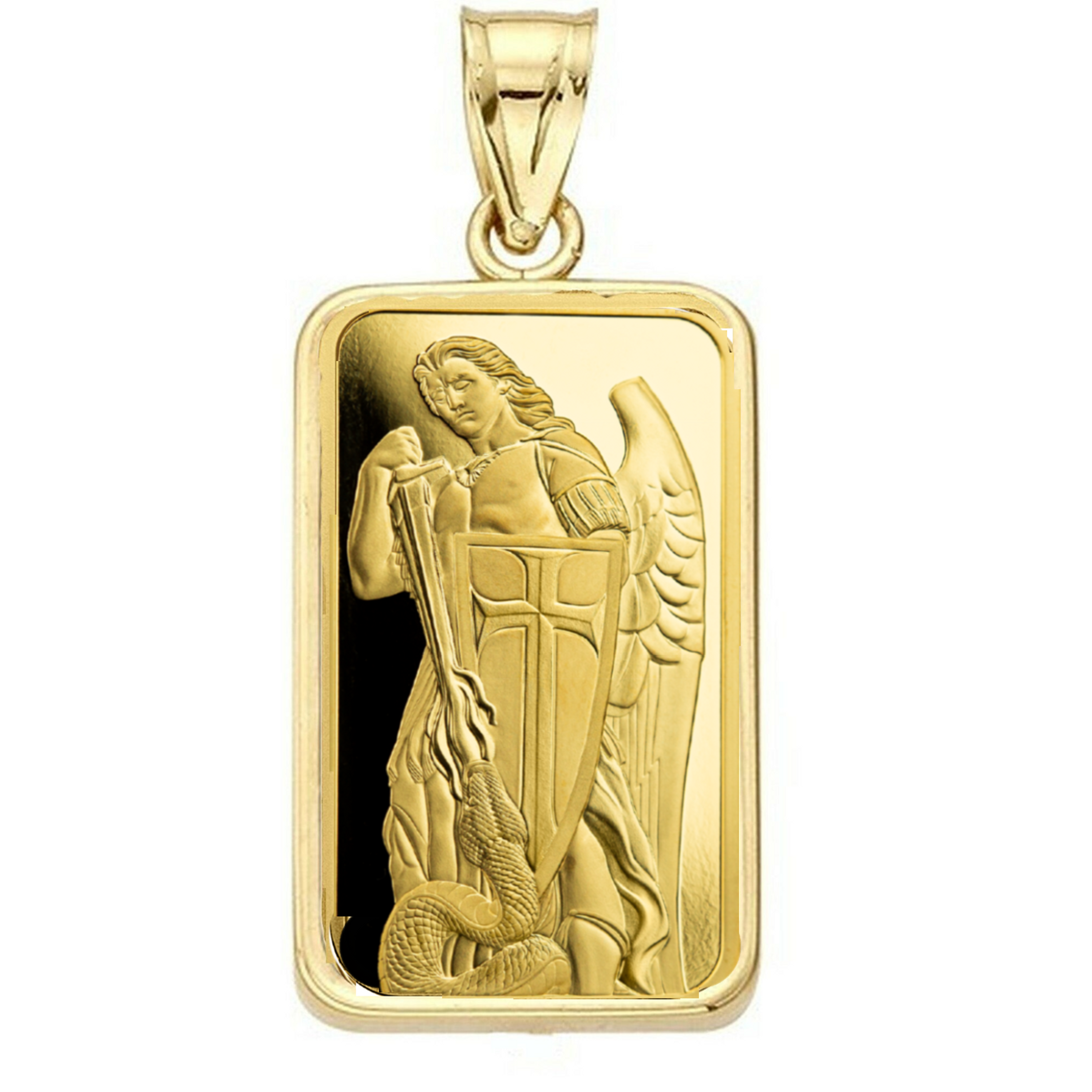 24k Gold 1 oz Archangel Michael Gold Bar Encased in 14K Gold 24k Gold 1 oz Archangel Michael Gold Bar Encased in 14K Gold