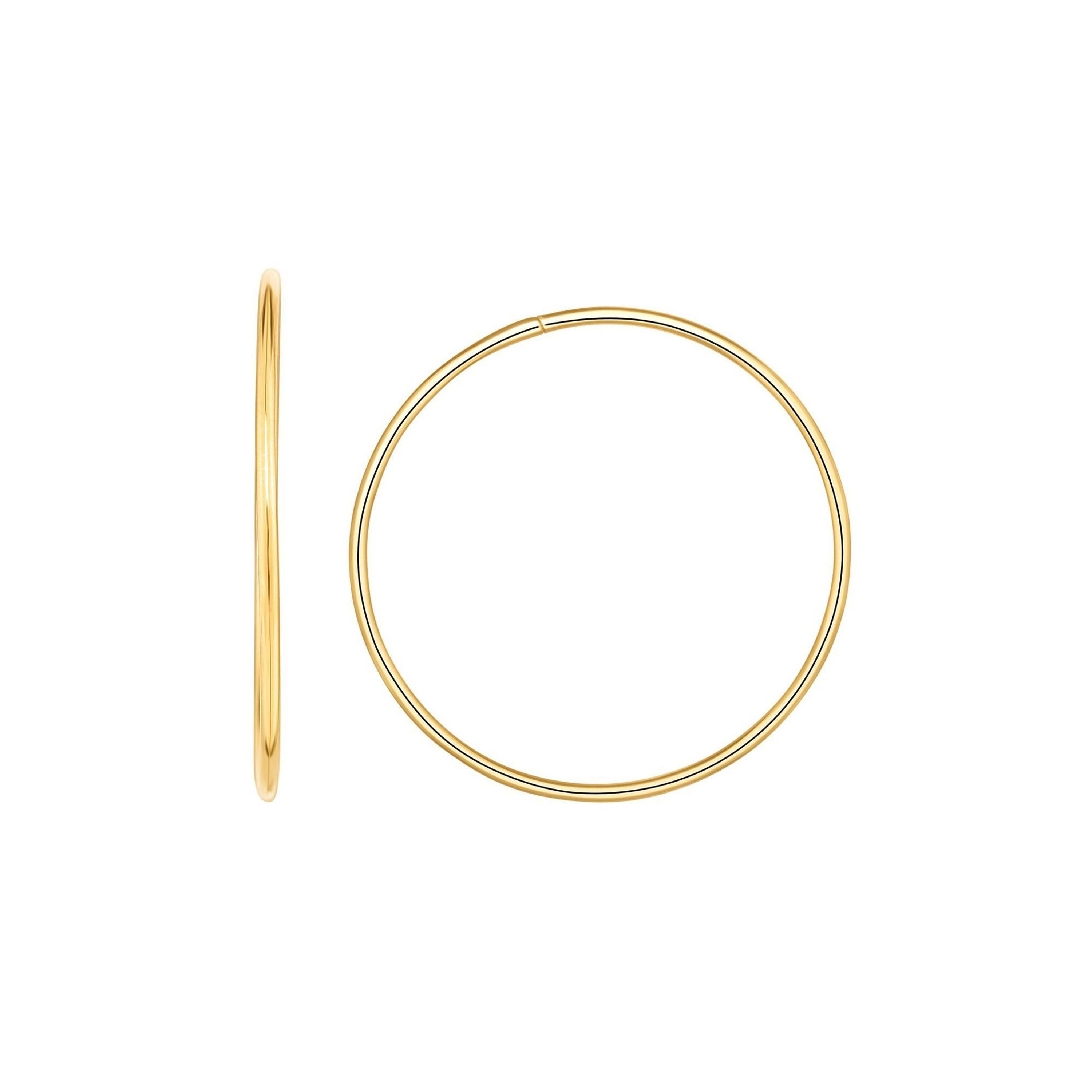 14k Yellow Gold 1.2mm Endless Polished  Hoop Earrings 35mm Diameter 14k Yellow Gold 1.2mm Endless Polished  Hoop Earrings 35mm Diameter