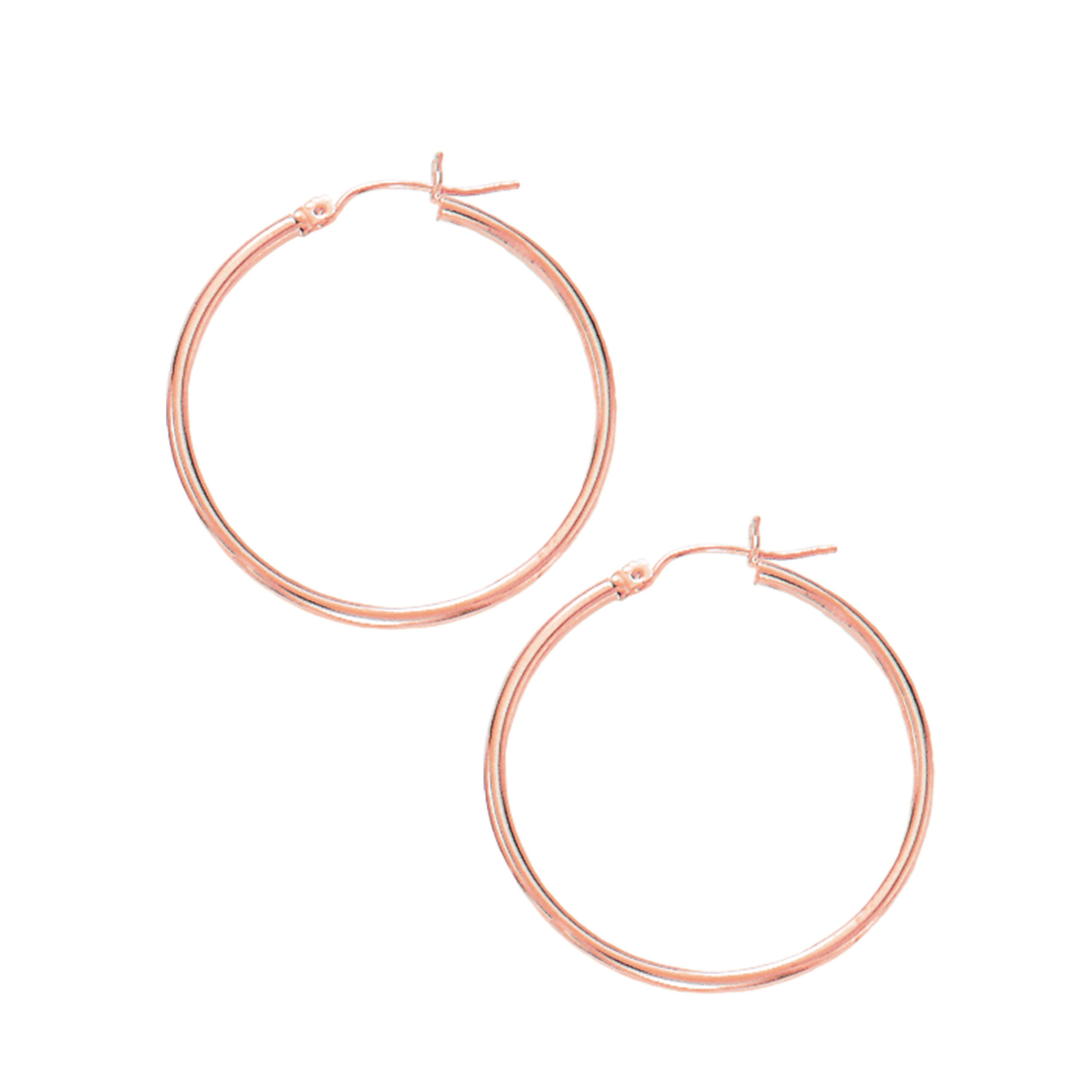 14k Rose Gold 2.0mm High Polish 30mm Hoop Earrings
