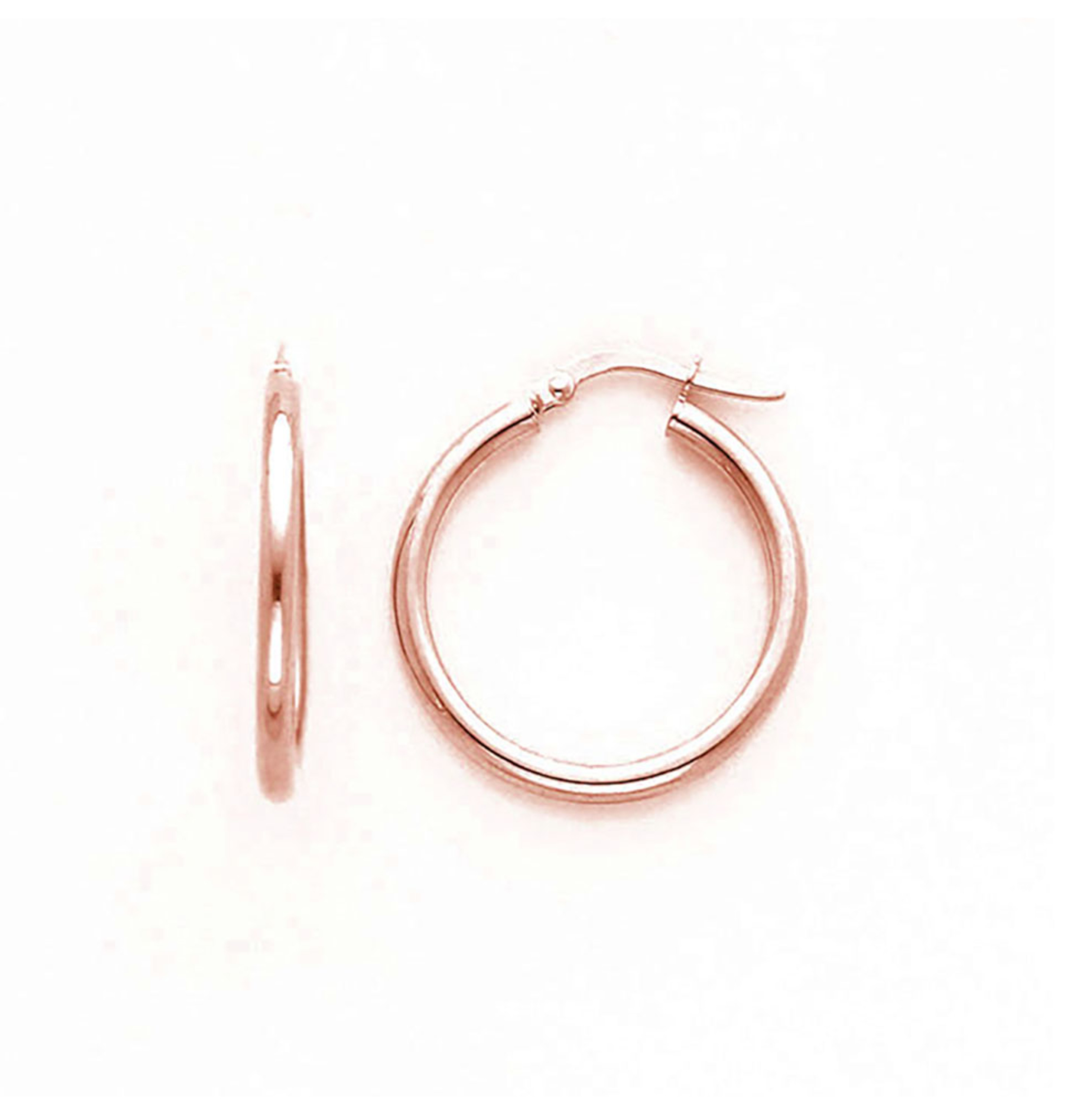 14k Rose Gold 3mm High Polished 45mm Hoop Earrings 14k Rose Gold 3mm High Polished 45mm Hoop Earrings