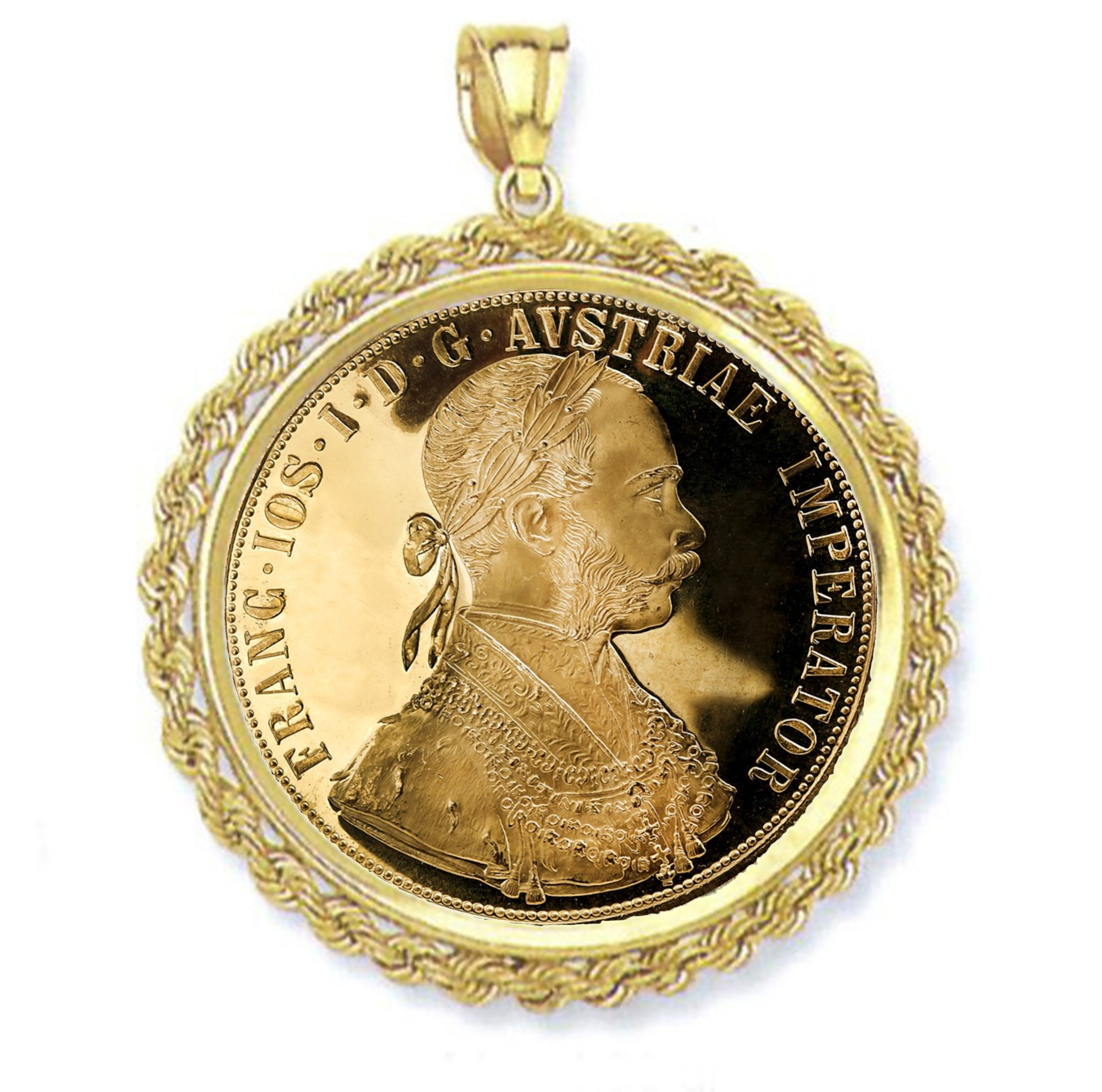 1915 Austria Gold 4 Ducat Rope Pendant 1915 Austria Gold 4 Ducat Rope Pendant
