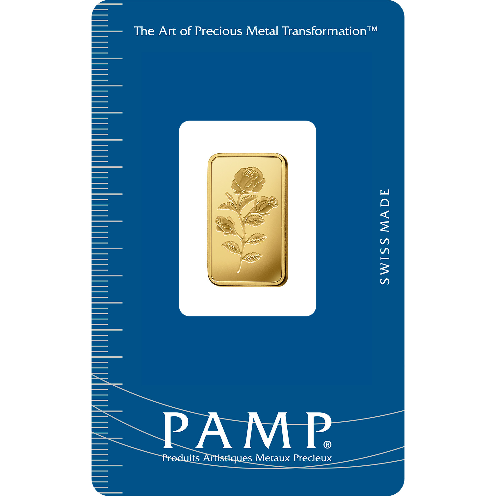 24k Gold Gram Pamp Suisse Rose Bar Pendant Encased in 14k