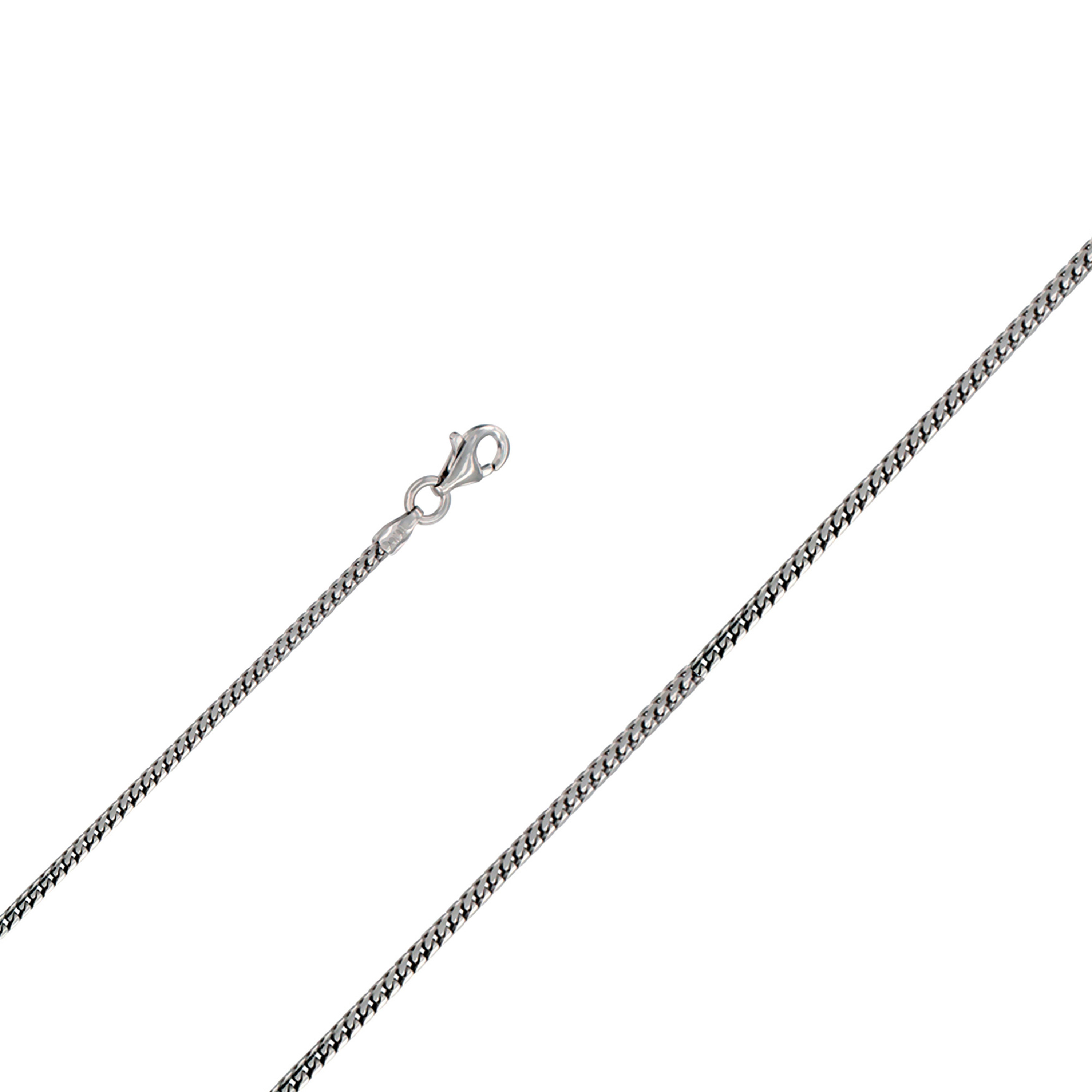 Sterling Silver Franco Chain Necklace 1.3mm Rhodium Finish Nickel Free 22 Inches Sterling Silver Franco Chain Necklace 1.3mm Rhodium Finish Nickel Free 22 Inches