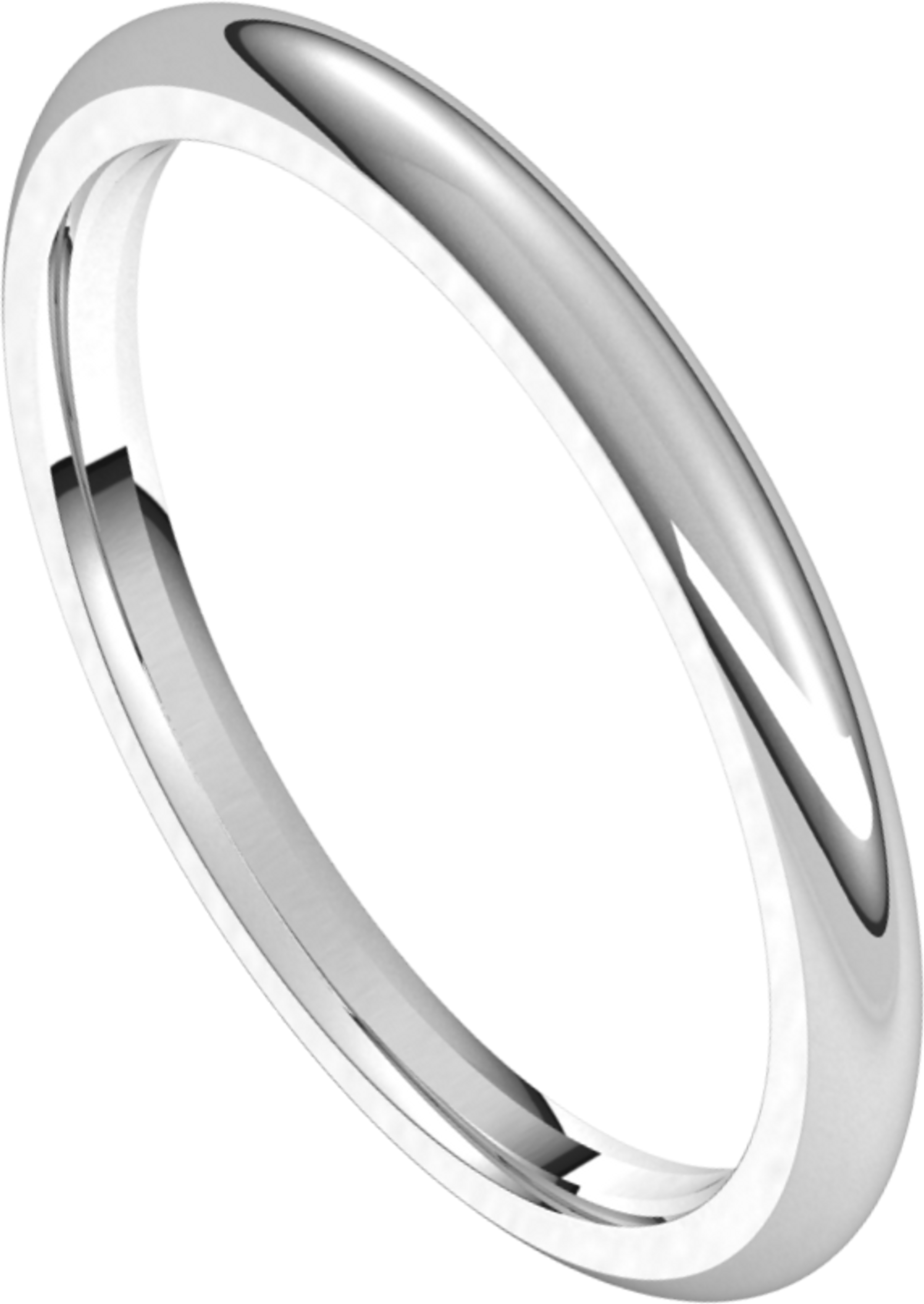 2mm 950  Platinum High Polished Comfort Fit Wedding Band