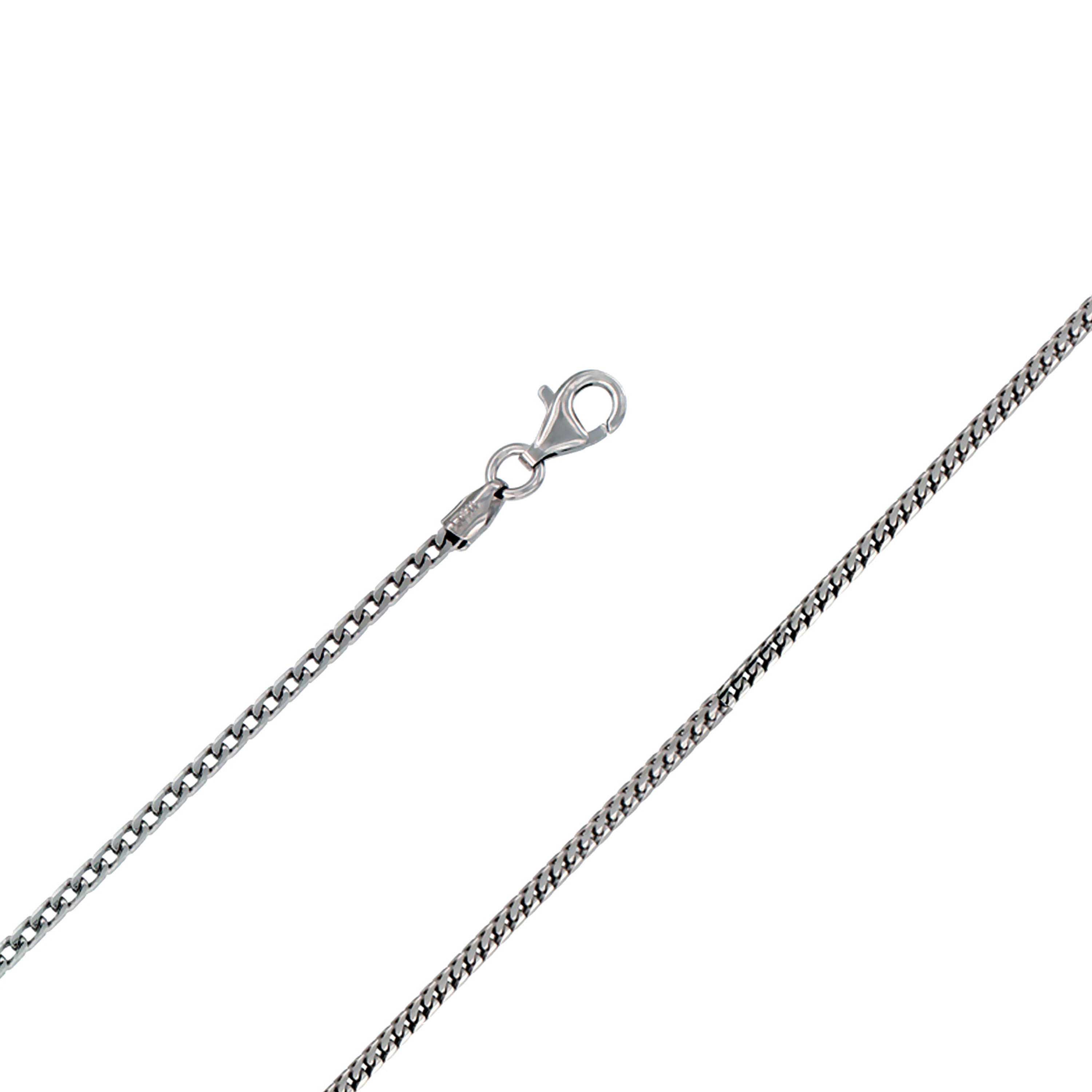 Sterling Silver Franco Chain Necklace 1.8mm Rhodium Finish Nickel Free 24 Inches Sterling Silver Franco Chain Necklace 1.8mm Rhodium Finish Nickel Free 24 Inches