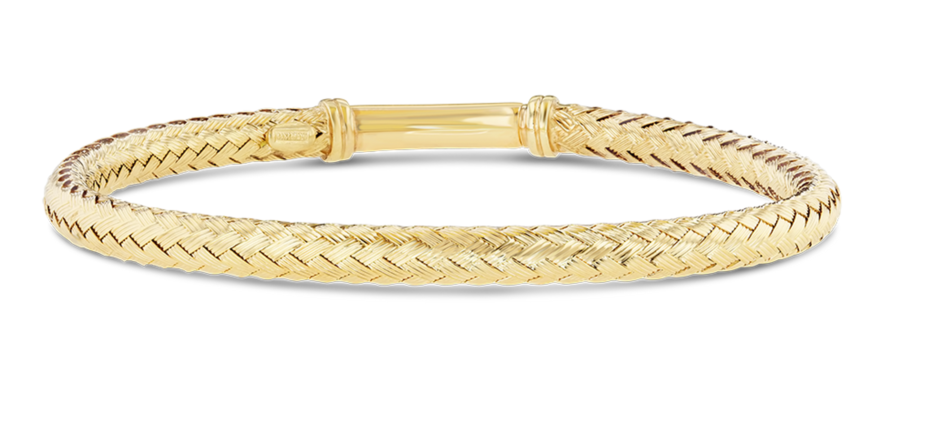 14k Yellow Gold 5.7mm Flexible Basket-Weave Bangle Bracelet 7 Inches 14k Yellow Gold 5.7mm Flexible Basket-Weave Bangle Bracelet 7 Inches
