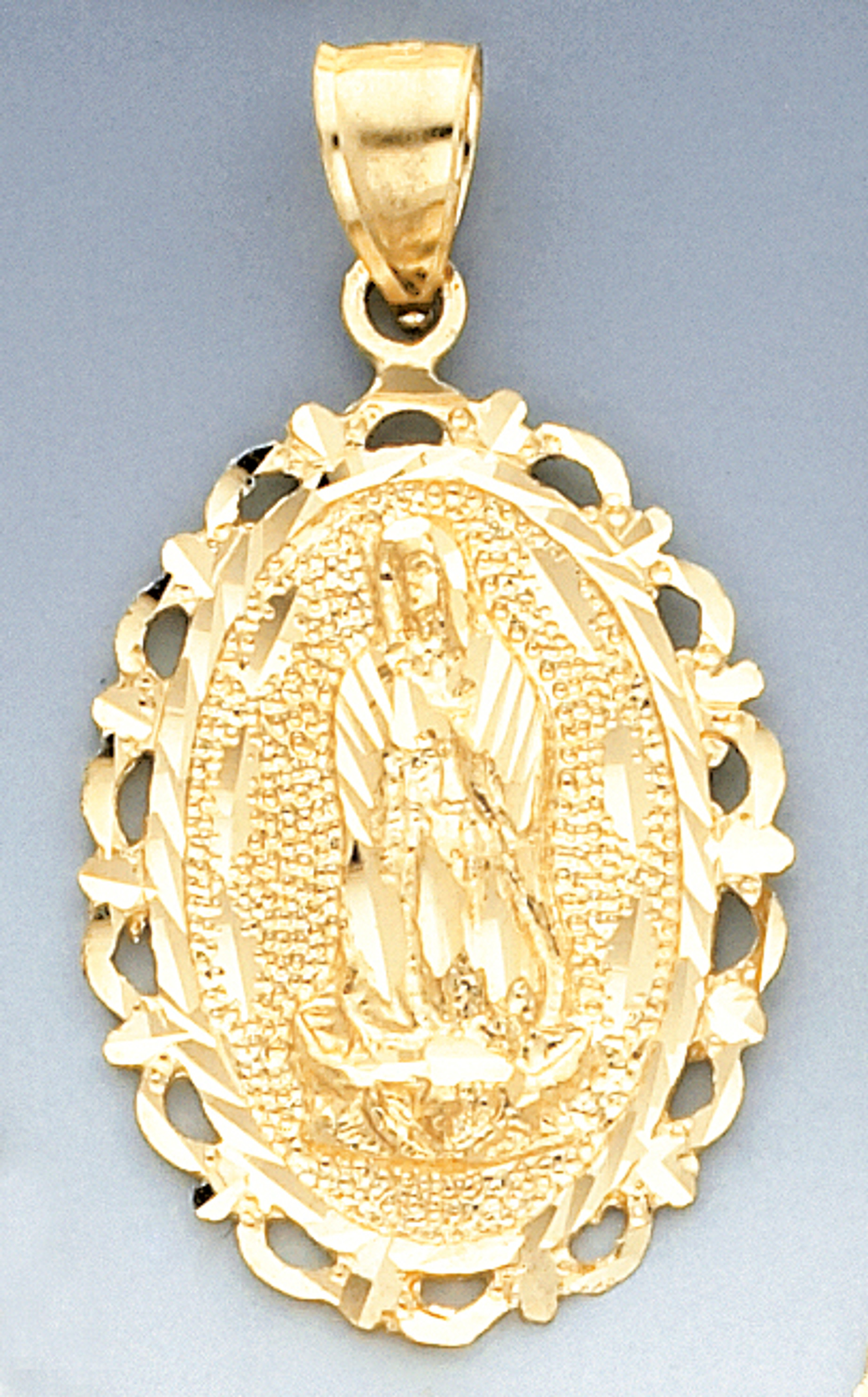 14k Gold Diamond Cut Virgin Mary Pendant 28mm W X 50mm 14k Gold Diamond Cut Virgin Mary Pendant 28mm W X 50mm
