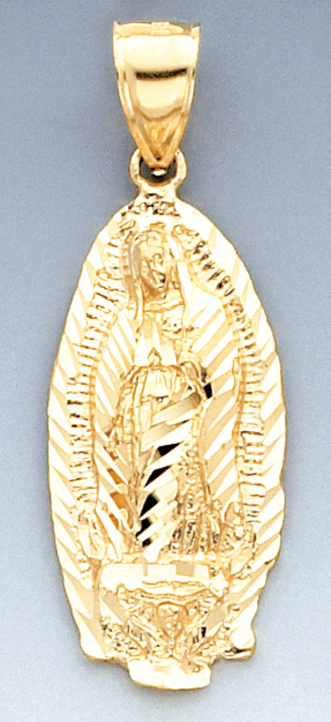 14k Gold Diamond Cut Virgin Mary Pendant 27mm W X 45mm 14k Gold Diamond Cut Virgin Mary Pendant 27mm W X 45mm