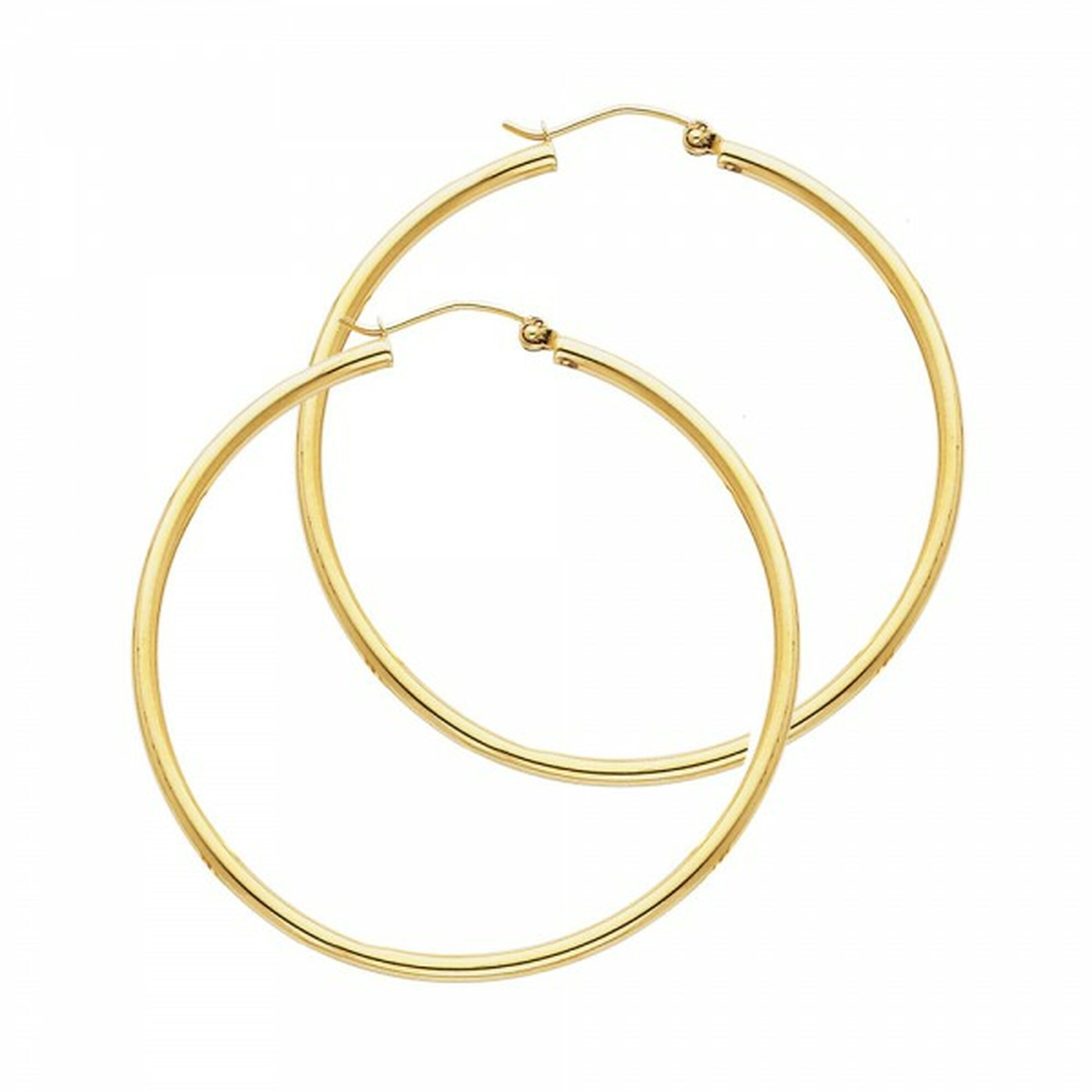 18k Yellow Gold 2mm by 20mm Polished Hoop Earrings 18k Yellow Gold 2mm by 20mm Polished Hoop Earrings