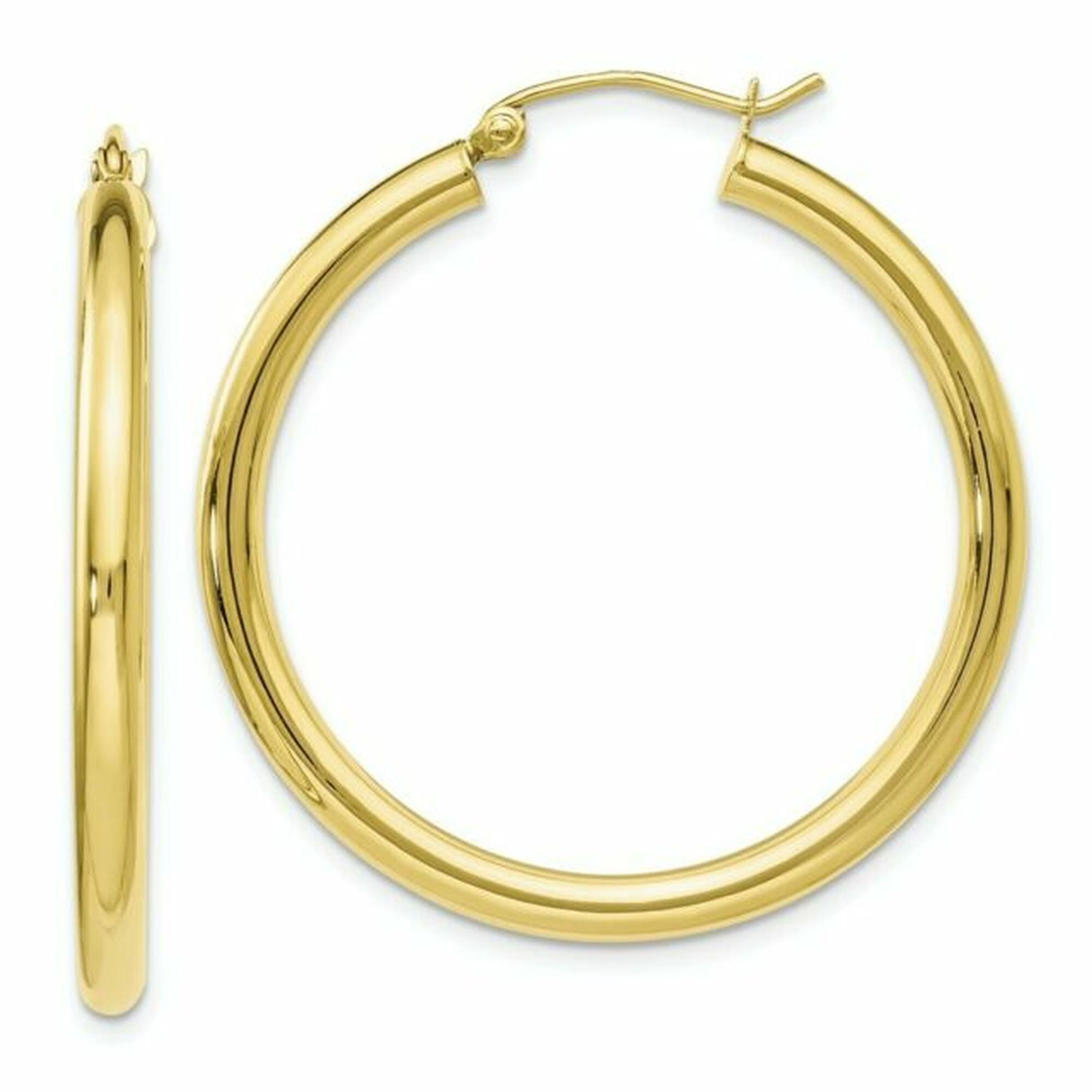 18k Yellow Gold 3mm by 50mm Polished Hoop Earrings 18k Yellow Gold 3mm by 50mm Polished Hoop Earrings