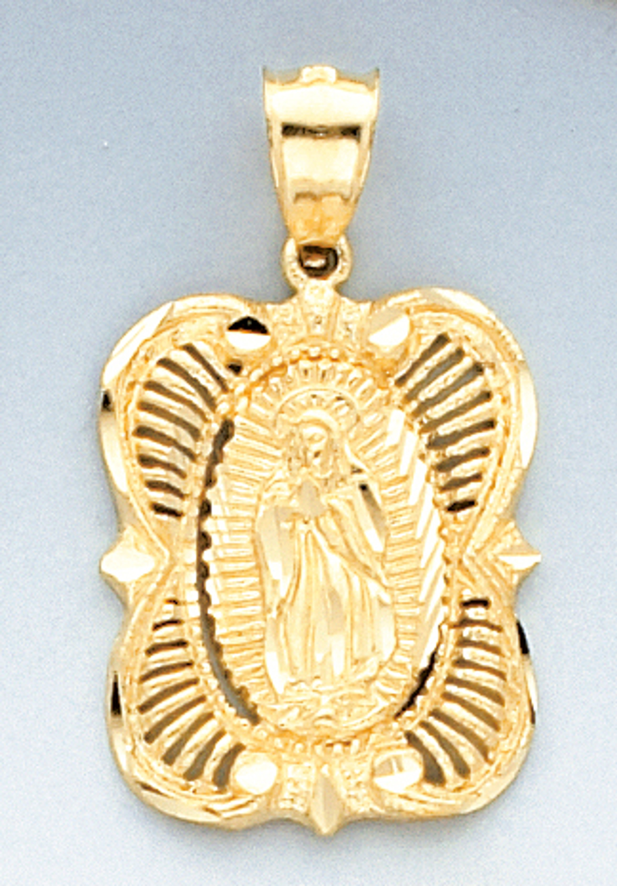 14k Gold Diamond Cut Squire Shaped Virgin Mary Pendant 20mm by 35mm 14k Gold Diamond Cut Squire Shaped Virgin Mary Pendant 20mm by 35mm