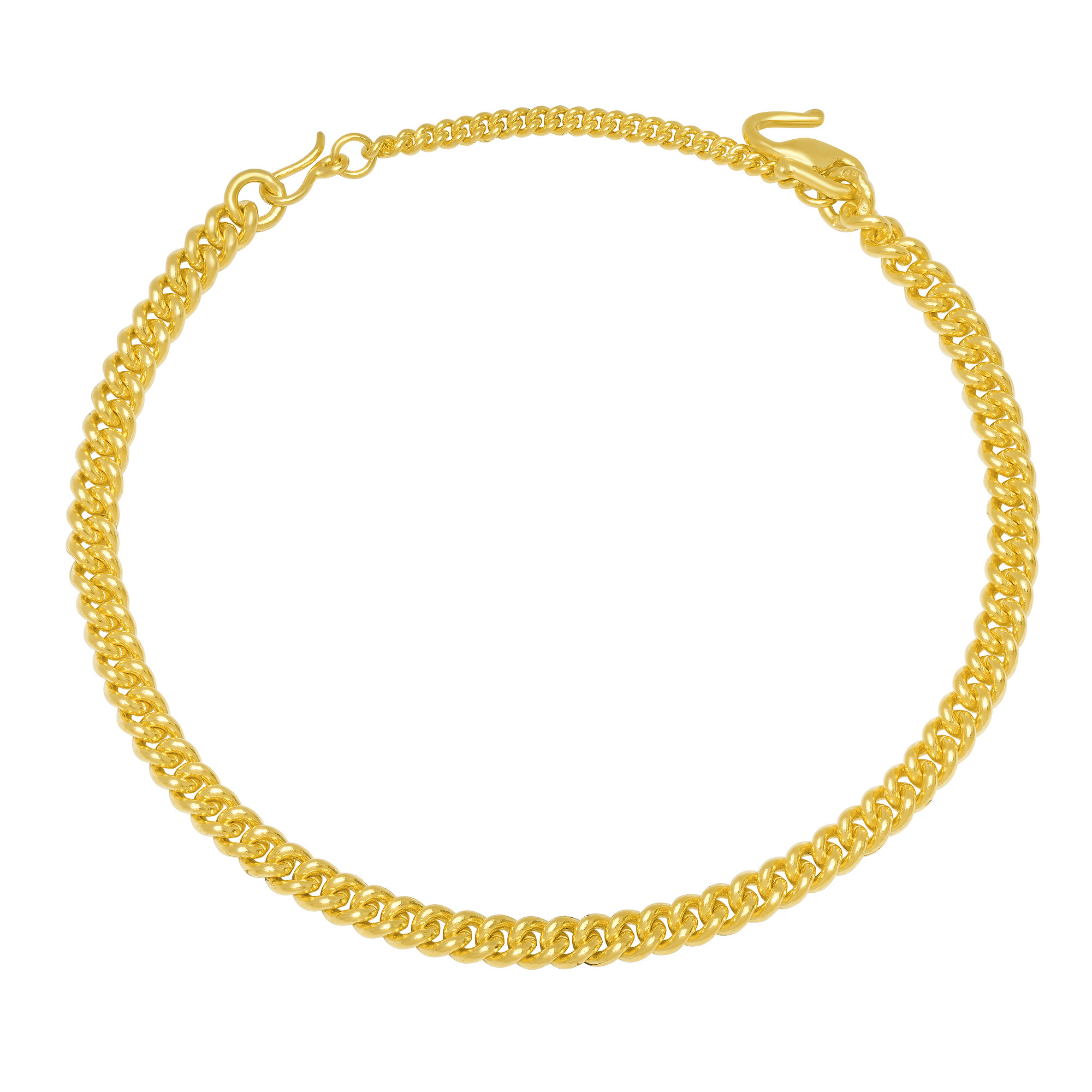 24k Yellow Gold 4.3mm Adjustable  Link Bracelet 7.5 up to 9 Inches