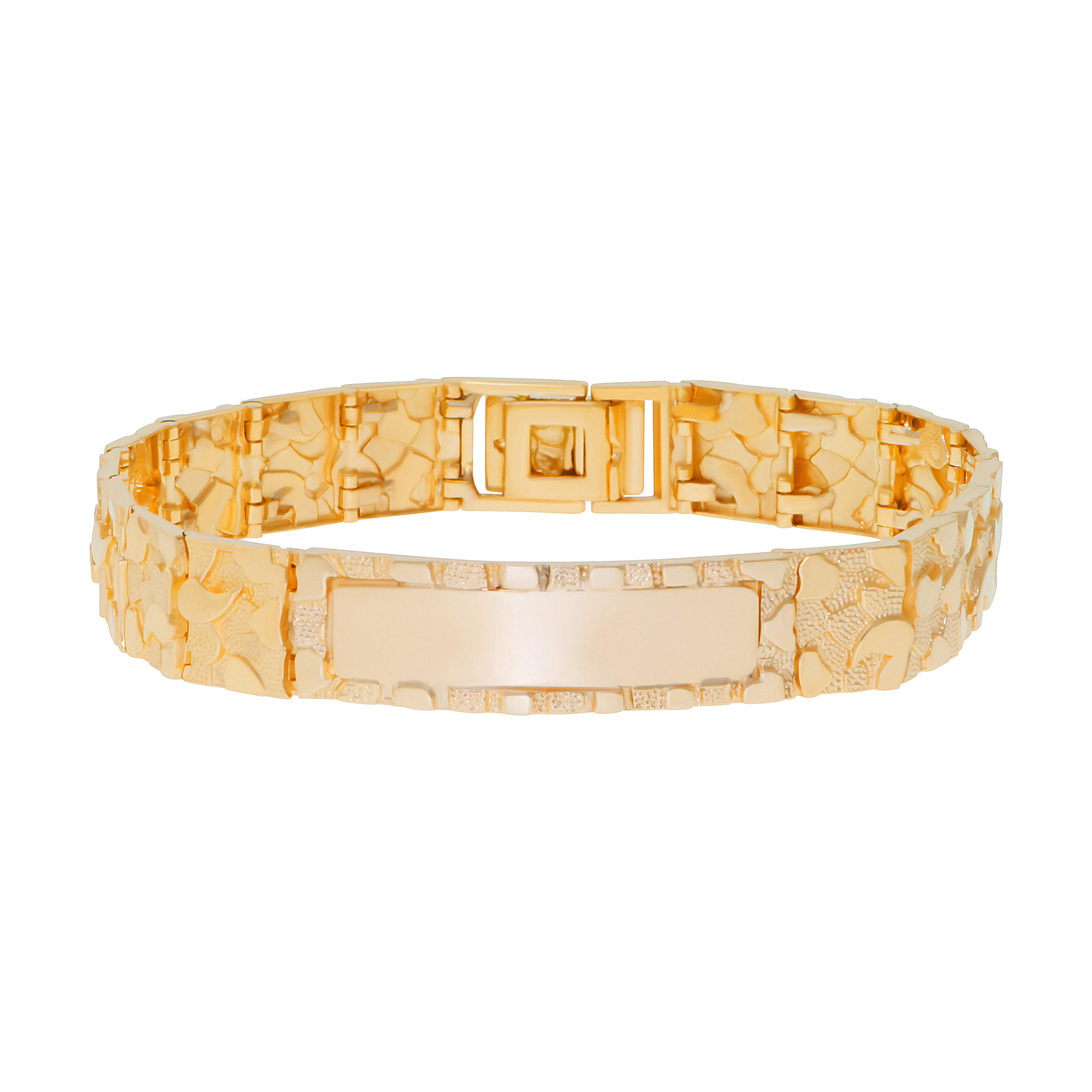 10k Gold 12.0mm Nugget Id Bracelet 8.5 In 10k Gold 12.0mm Nugget Id Bracelet 8.5 In