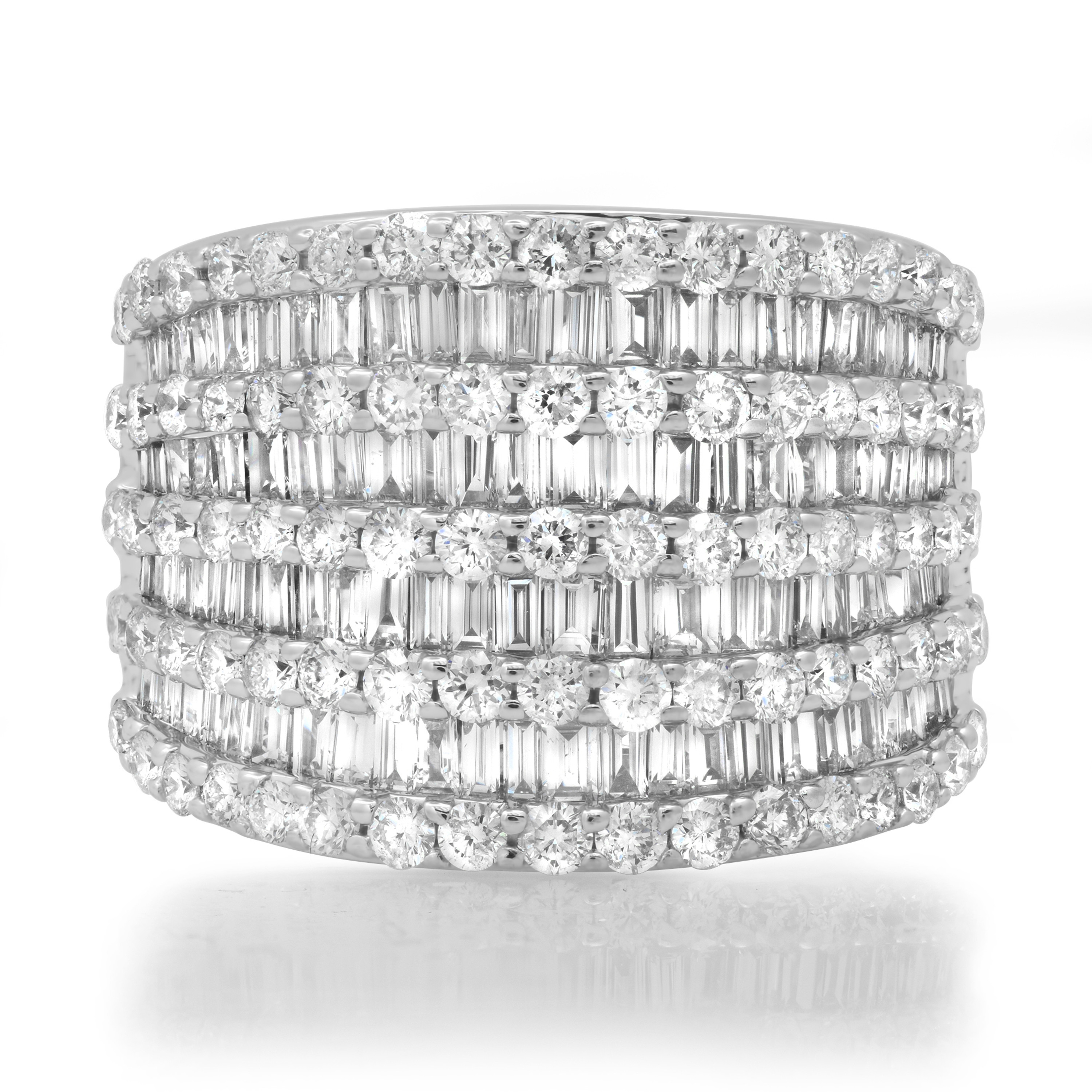 18k White Gold 3.55 Carat T.W.  Diamond Cigar Band Ring 16.2mm 18k White Gold 3.55 Carat T.W.  Diamond Cigar Band Ring 16.2mm