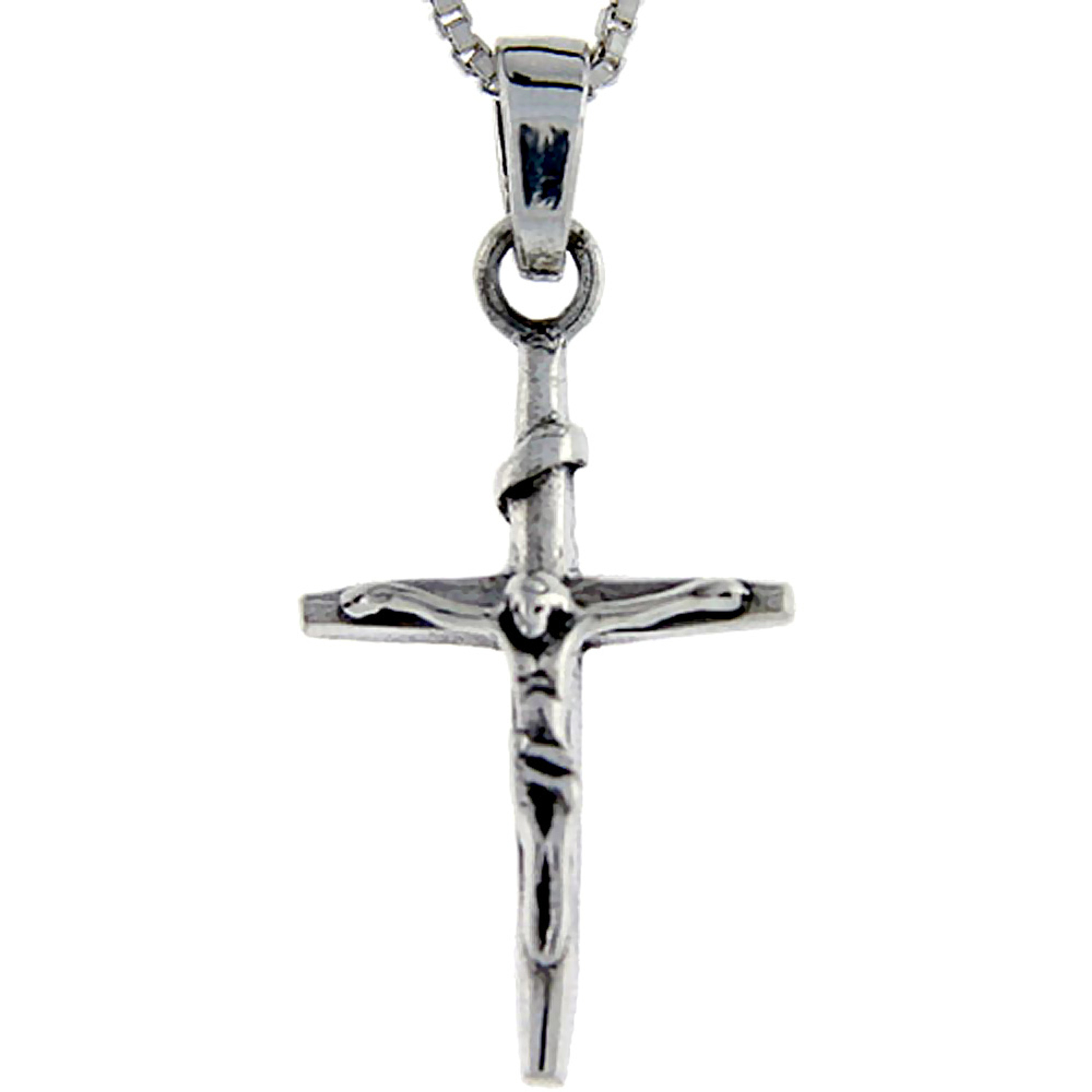 Sterling Silver Crucifix Pendant (Charm) 1 1/8 inch tall Sterling Silver Crucifix Pendant (Charm) 1 1/8 inch tall