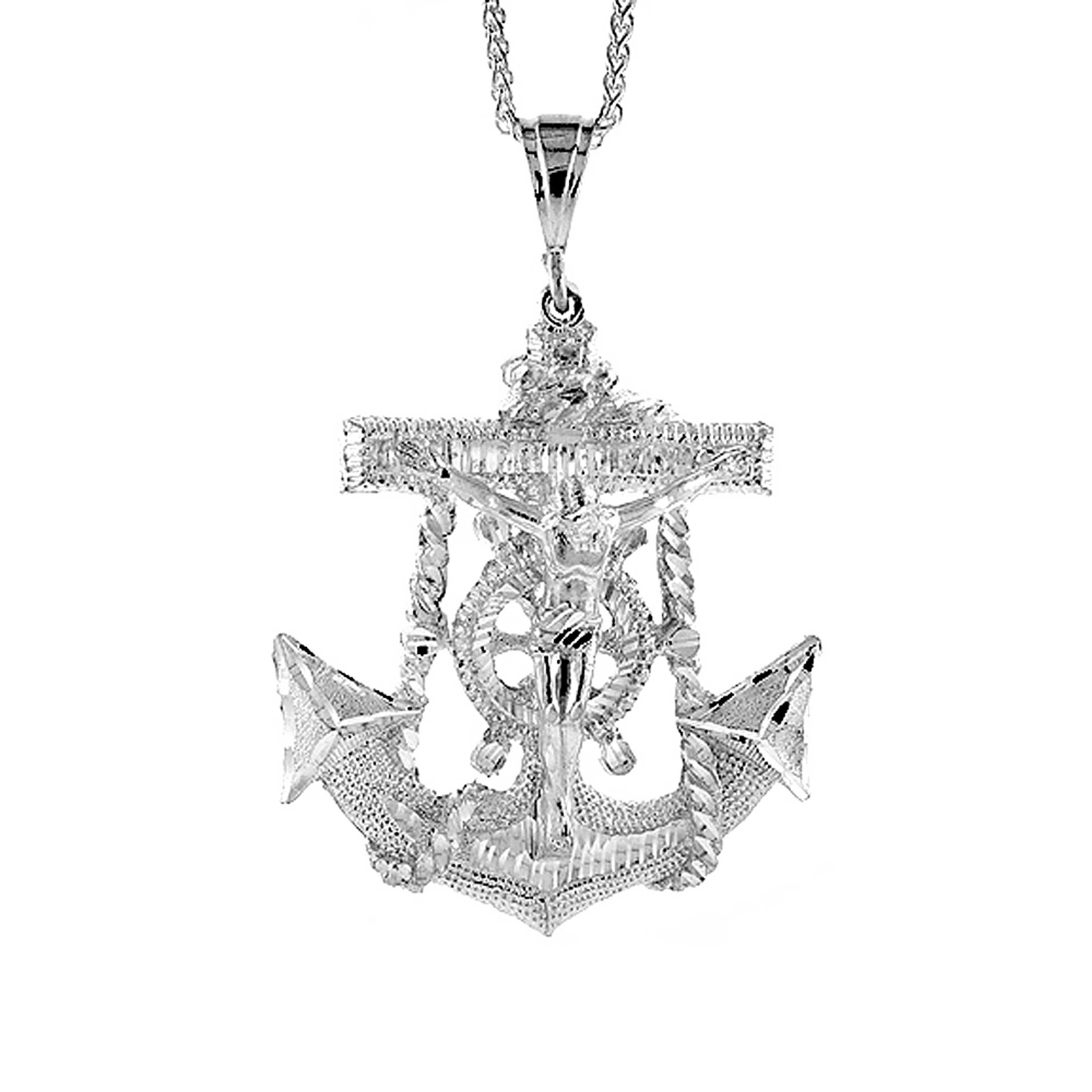 Sterling Silver Crucifix Pendant (Charm) 3 3/16 inch tall Sterling Silver Crucifix Pendant (Charm) 3 3/16 inch tall