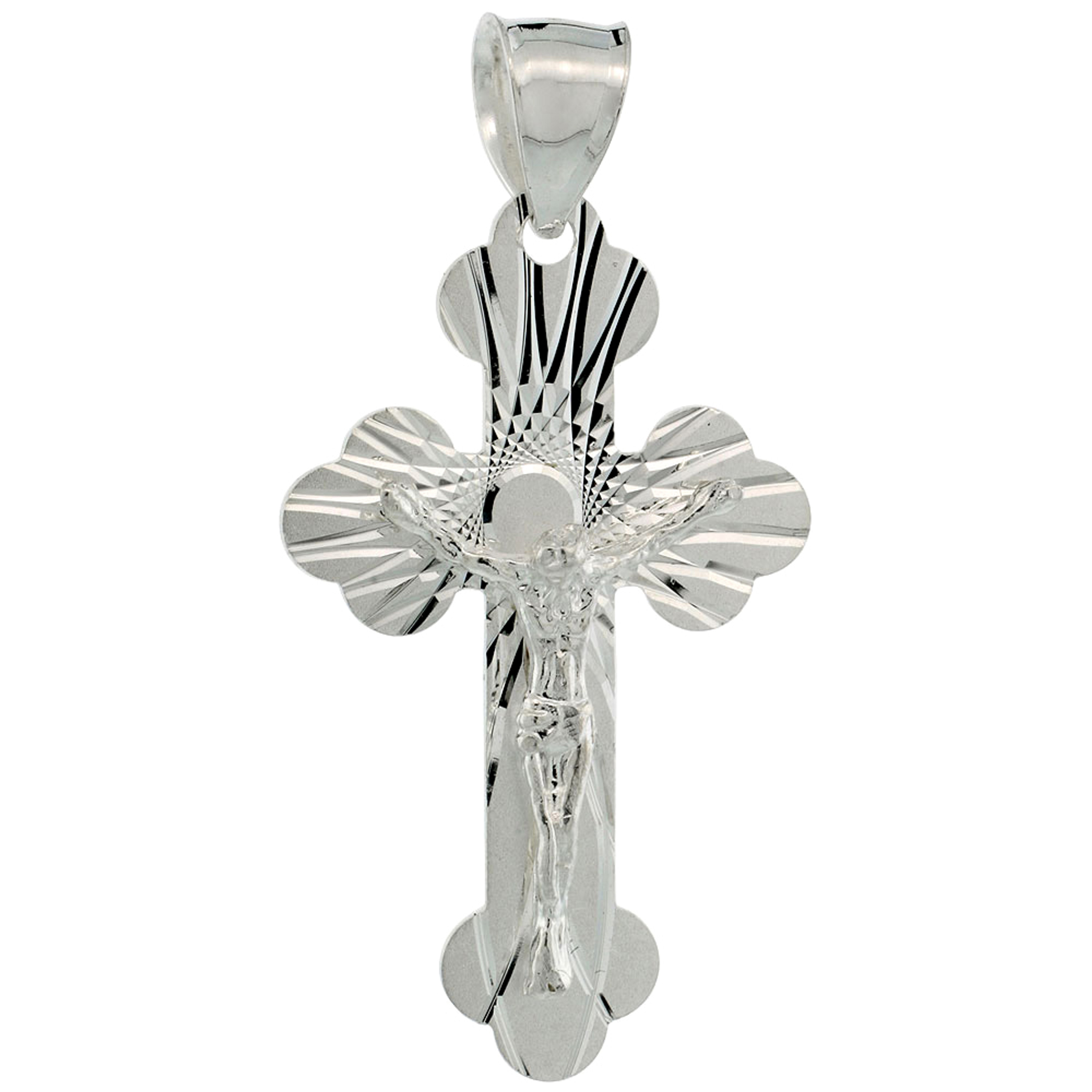 Sterling Silver Crucifix Pendant (Charm) Bottony 1 1/4 inch tall Sterling Silver Crucifix Pendant (Charm) Bottony 1 1/4 inch tall