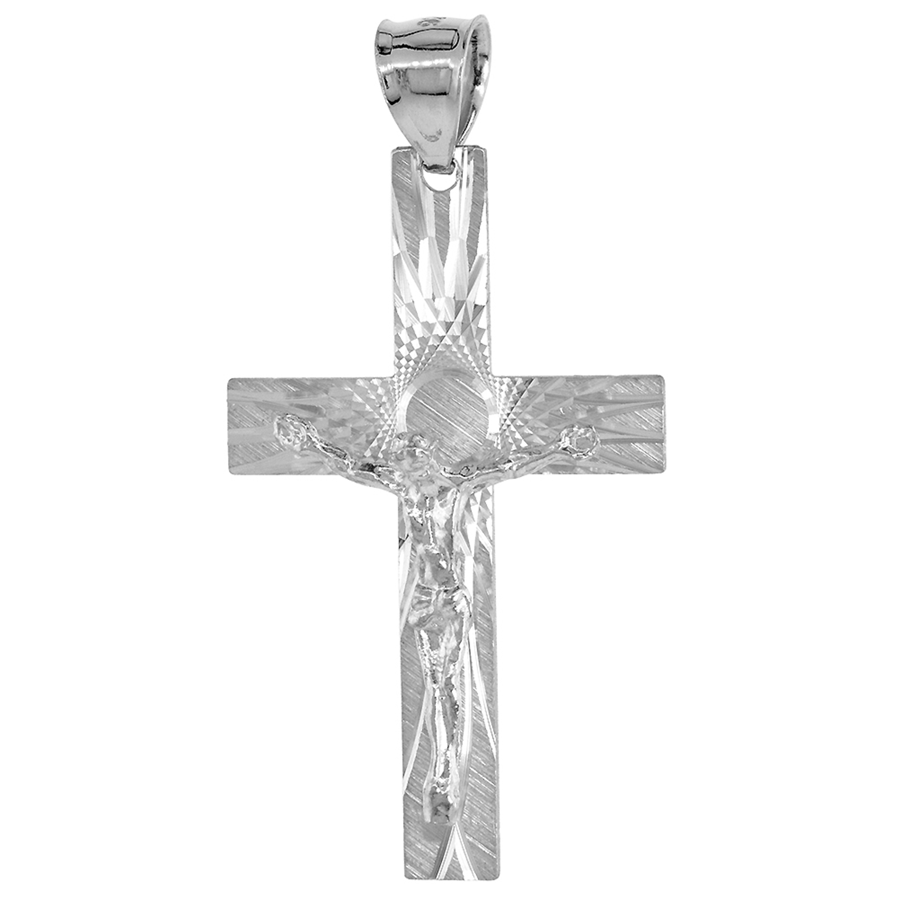 Sterling Silver Crucifix Pendant (Charm) w/ Latin Cross 1 3/8 inch tall Sterling Silver Crucifix Pendant (Charm) w/ Latin Cross 1 3/8 inch tall