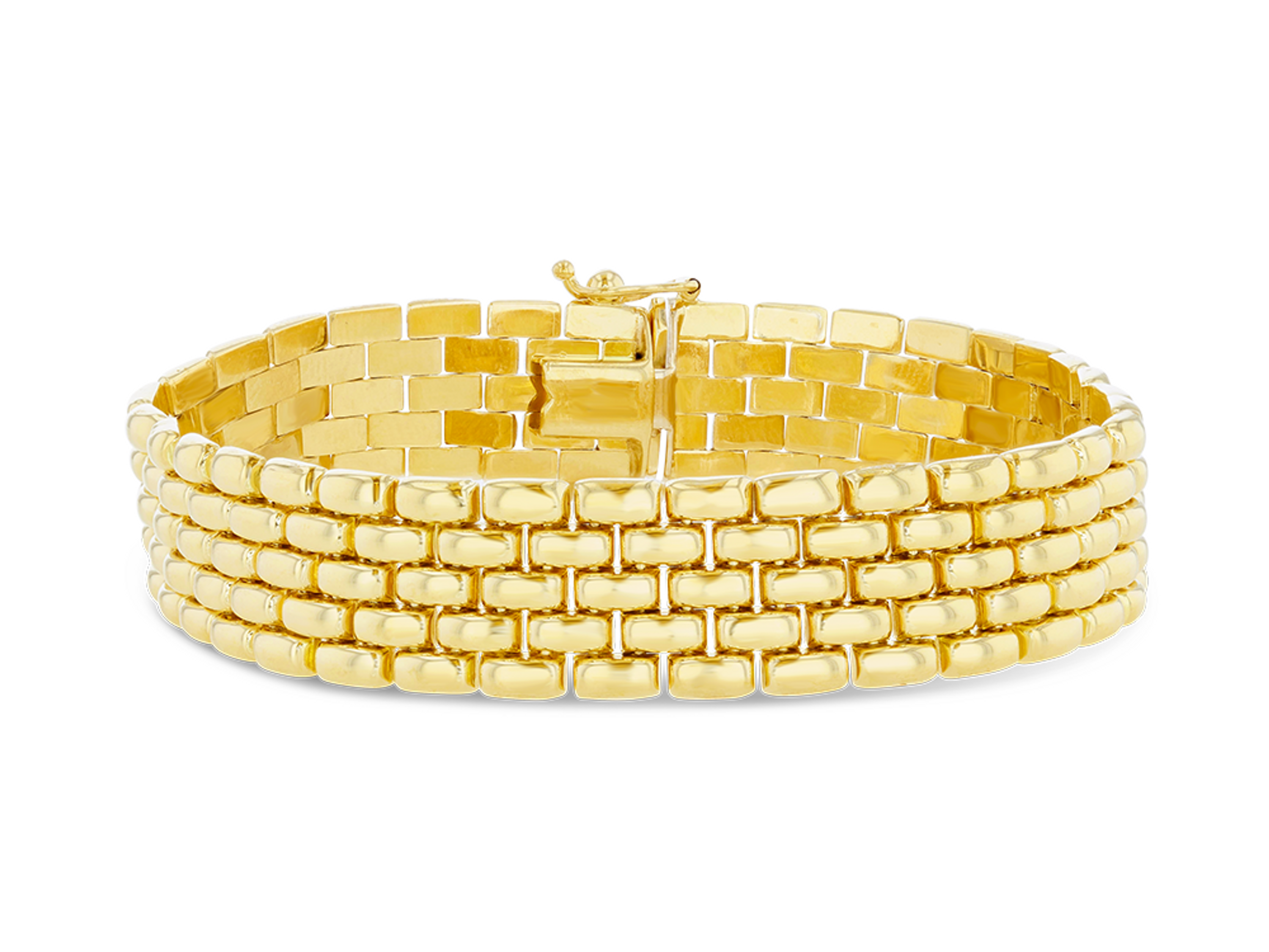 18k Gold 5 Row 12mm Panther Bracelet 8 Inches 18k Gold 5 Row 12mm Panther Bracelet 8 Inches