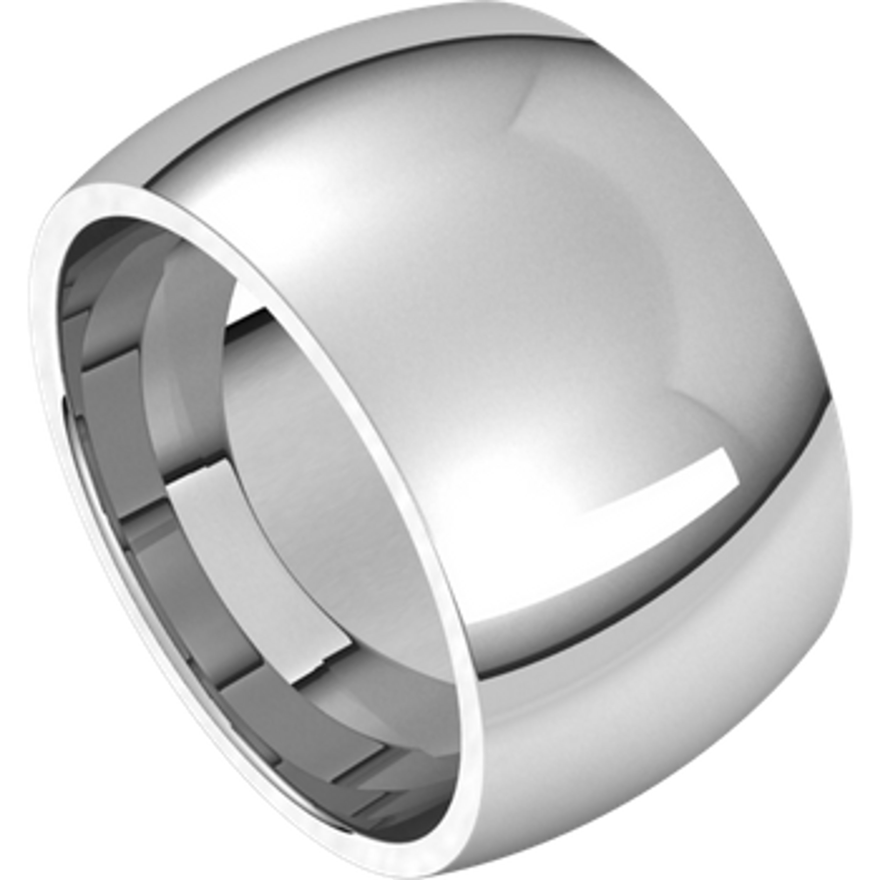 Sterling Silver 12mm High Polished Comfort Fit Domed Wedding Band Sterling Silver 12mm High Polished Comfort Fit Domed Wedding Band