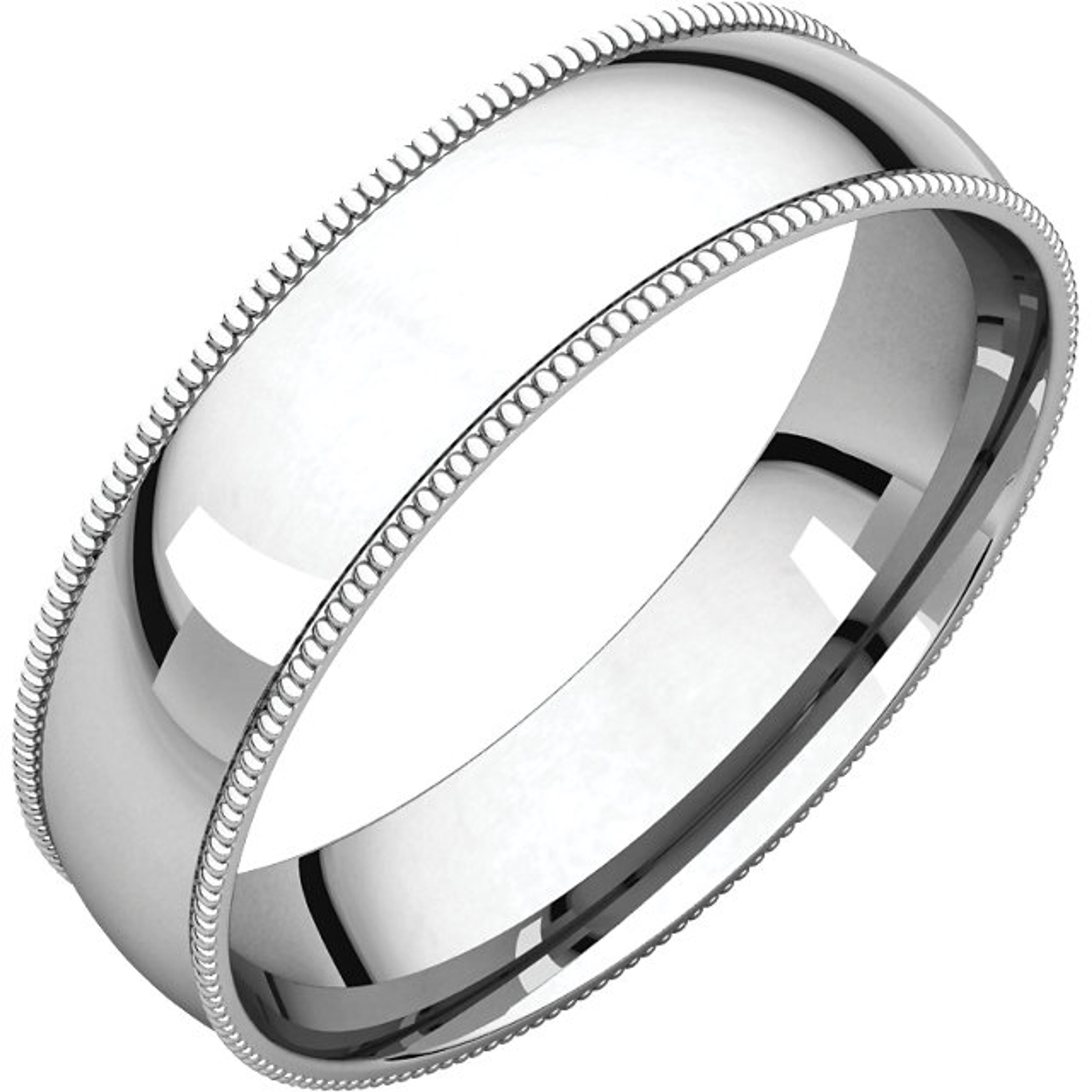 Sterling Silver 5mm High Polished Comfort Fit Milgrain Wedding Band Sterling Silver 5mm High Polished Comfort Fit Milgrain Wedding Band