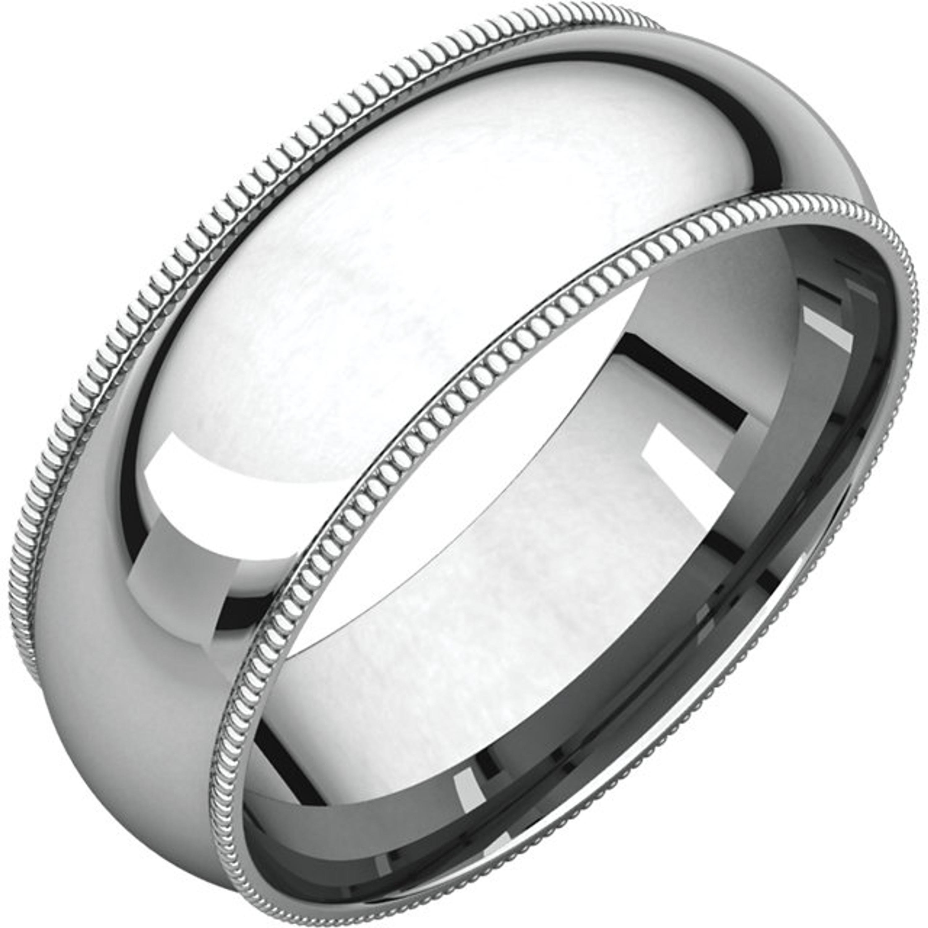 Sterling Silver 7mm High Polished Comfort Fit Milgrain Wedding Band Sterling Silver 7mm High Polished Comfort Fit Milgrain Wedding Band
