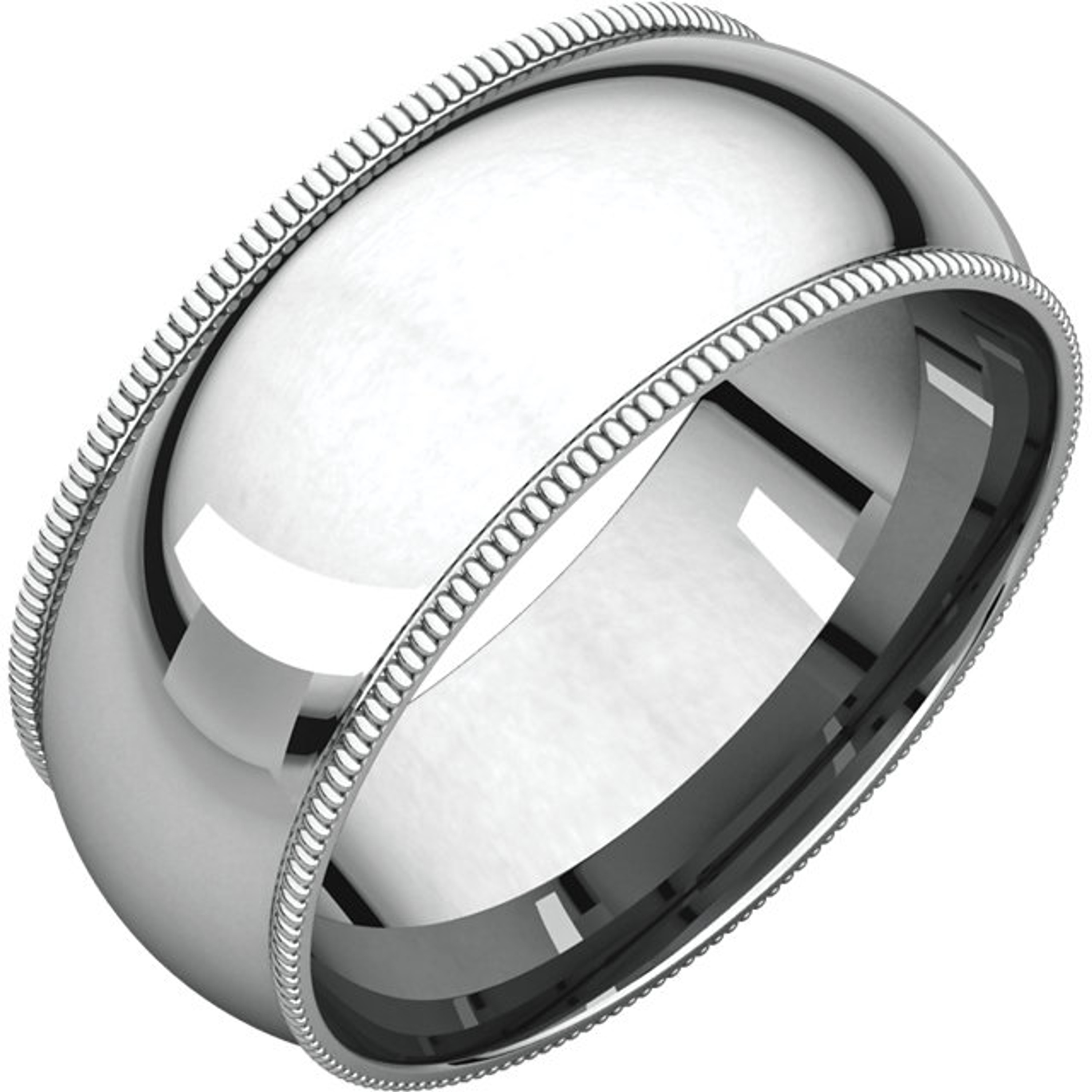Sterling Silver 8mm High Polished Comfort Fit Milgrain Wedding Band Sterling Silver 8mm High Polished Comfort Fit Milgrain Wedding Band