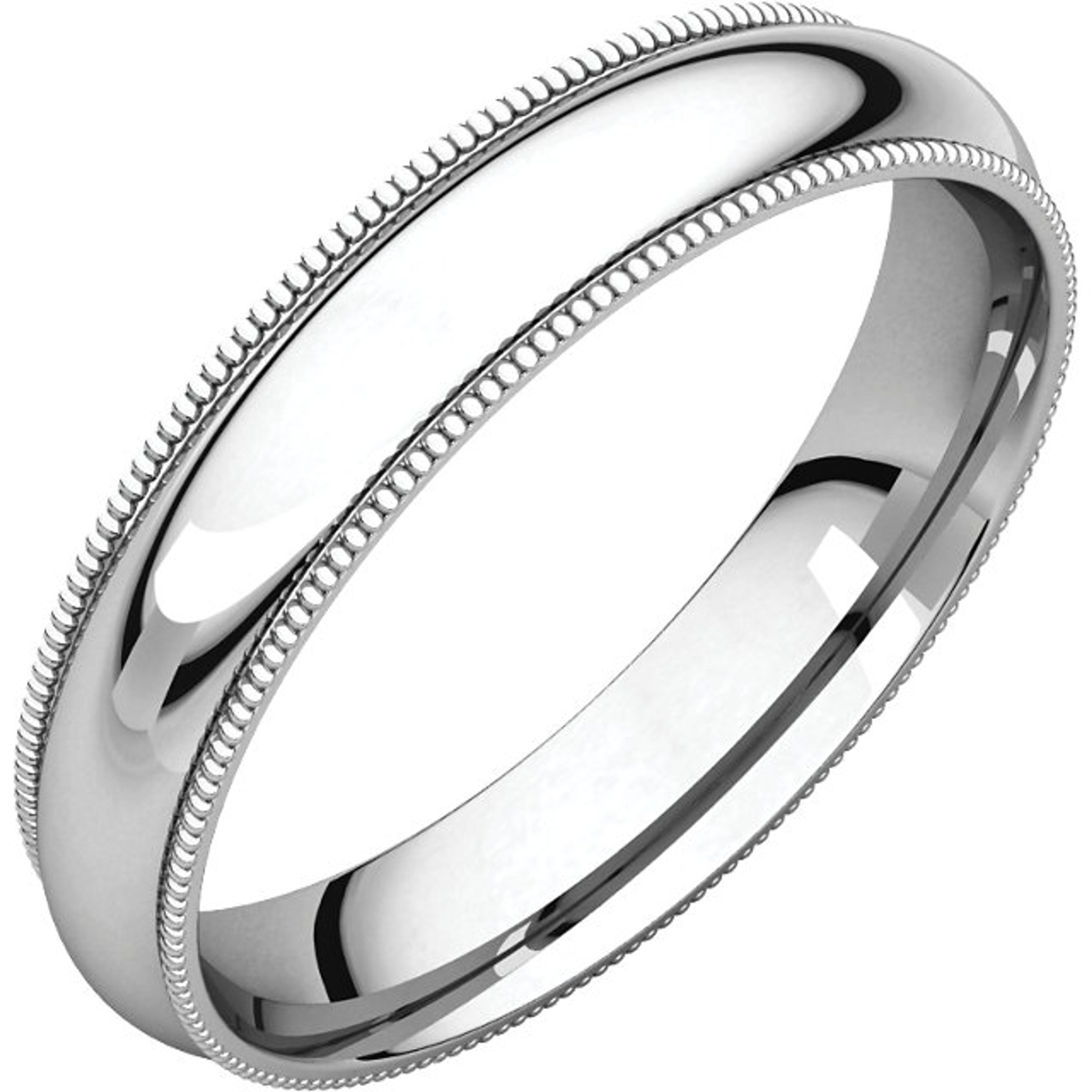 Continuum Sterling Silver 4mm High Polished Comfort Fit Milgrain Wedding Band Continuum Sterling Silver 4mm High Polished Comfort Fit Milgrain Wedding Band