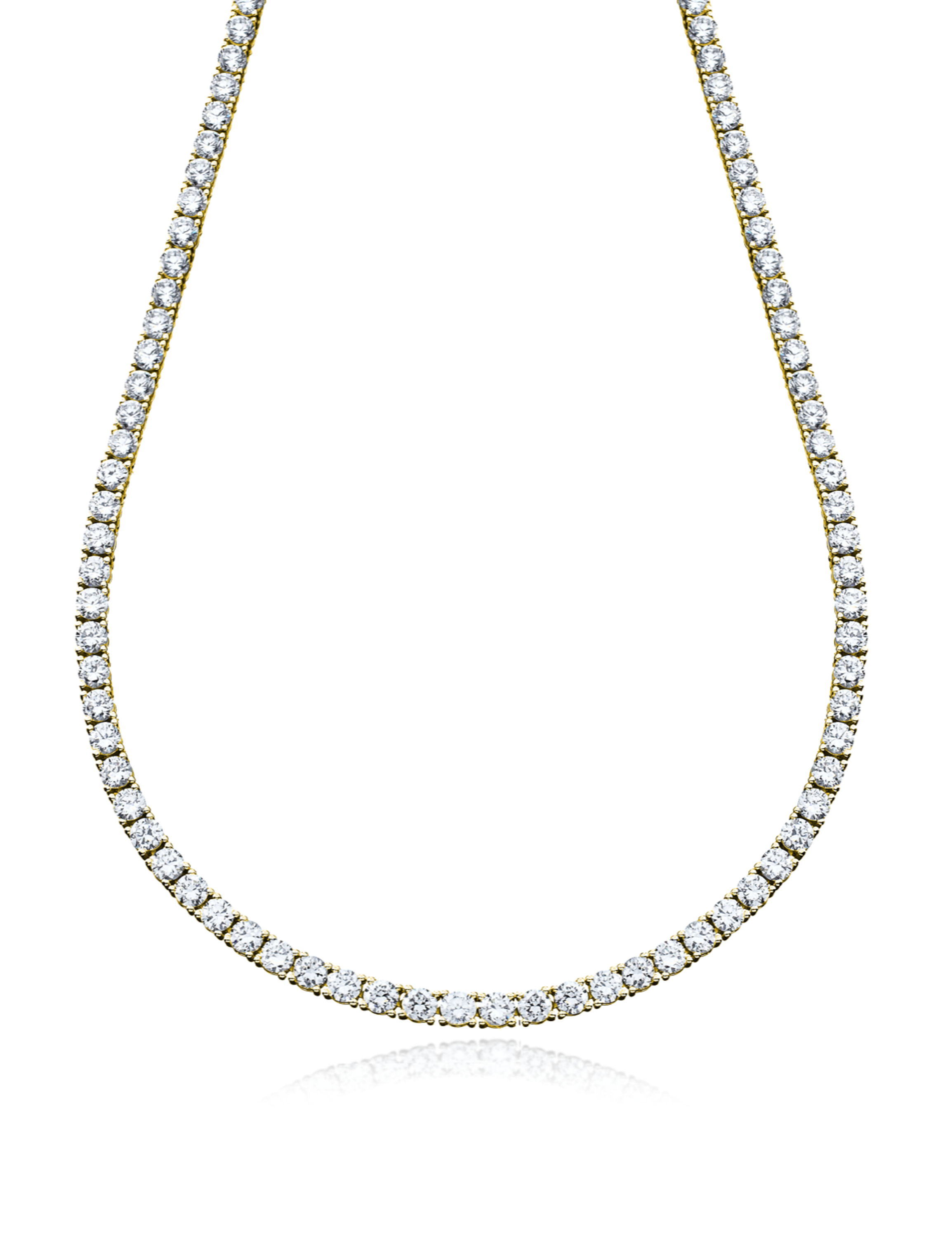 10k Yellow Gold 2.8mm wide with 10.0 Ct Round Cz Tennis Necklace 22" 10k Yellow Gold 2.8mm wide with 10.0 Ct Round Cz Tennis Necklace 22"