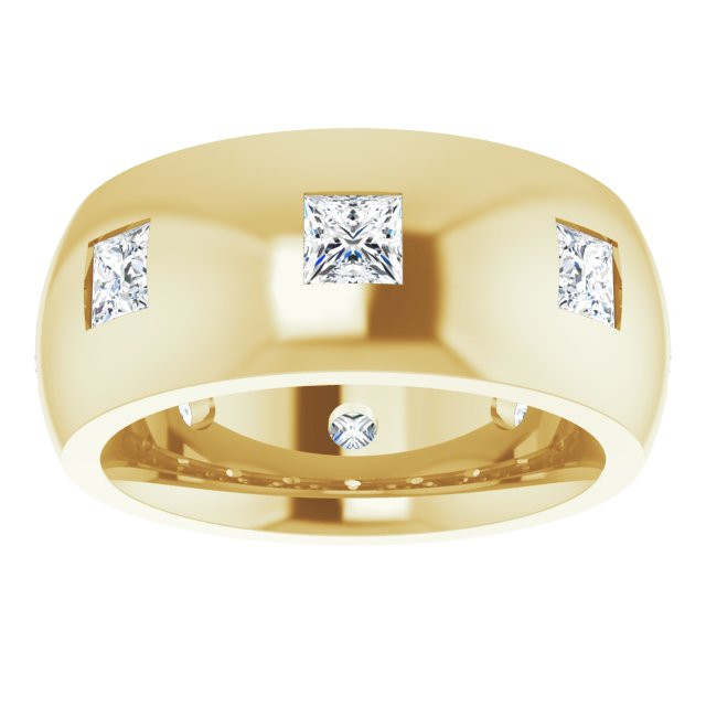 14k Yellow Gold Princess Diamond Eternity Band 8.0mm | Sarraf.com