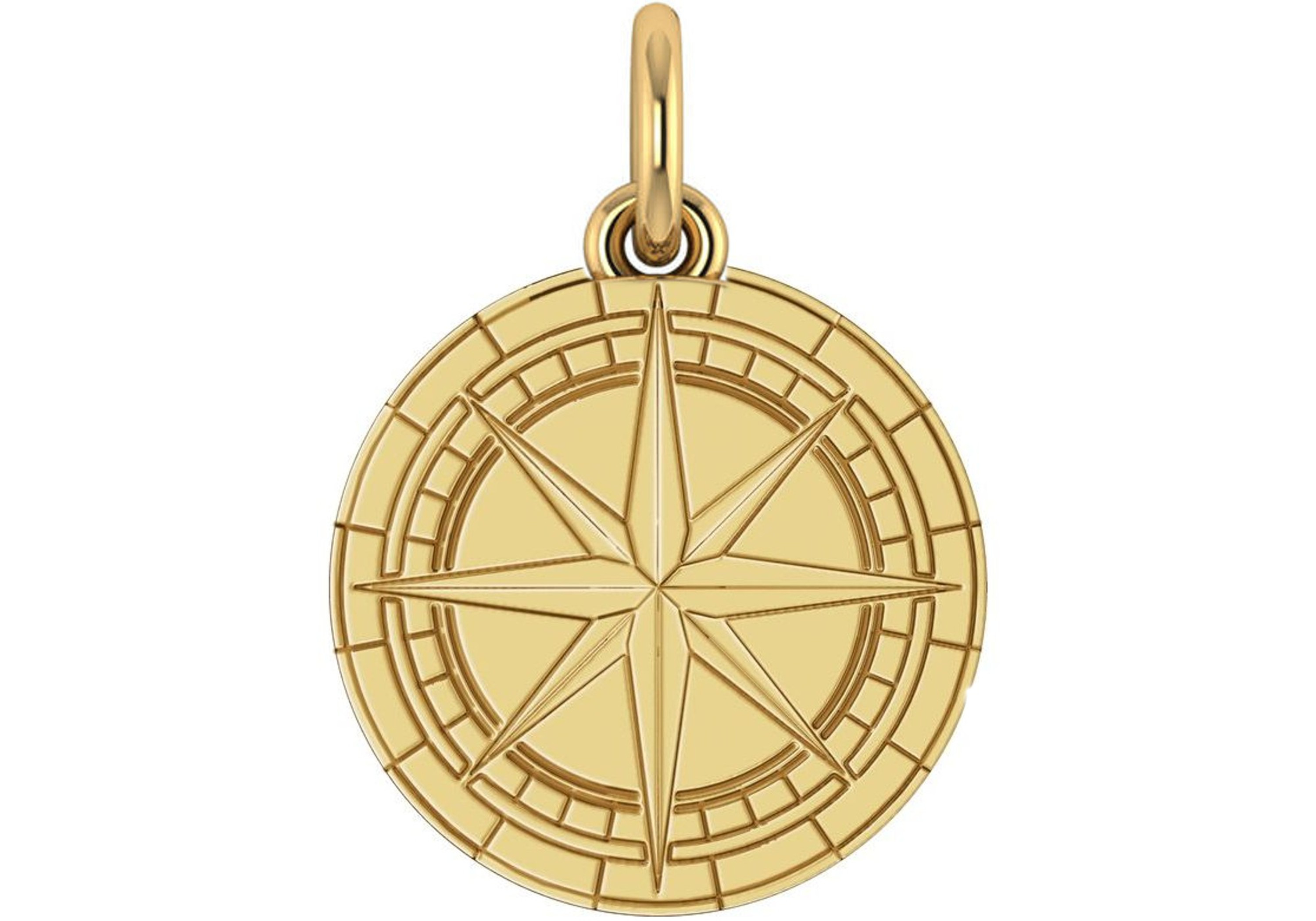 14k Gold Compass Pendant 19.0mm 14k Gold Compass Pendant 19.0mm