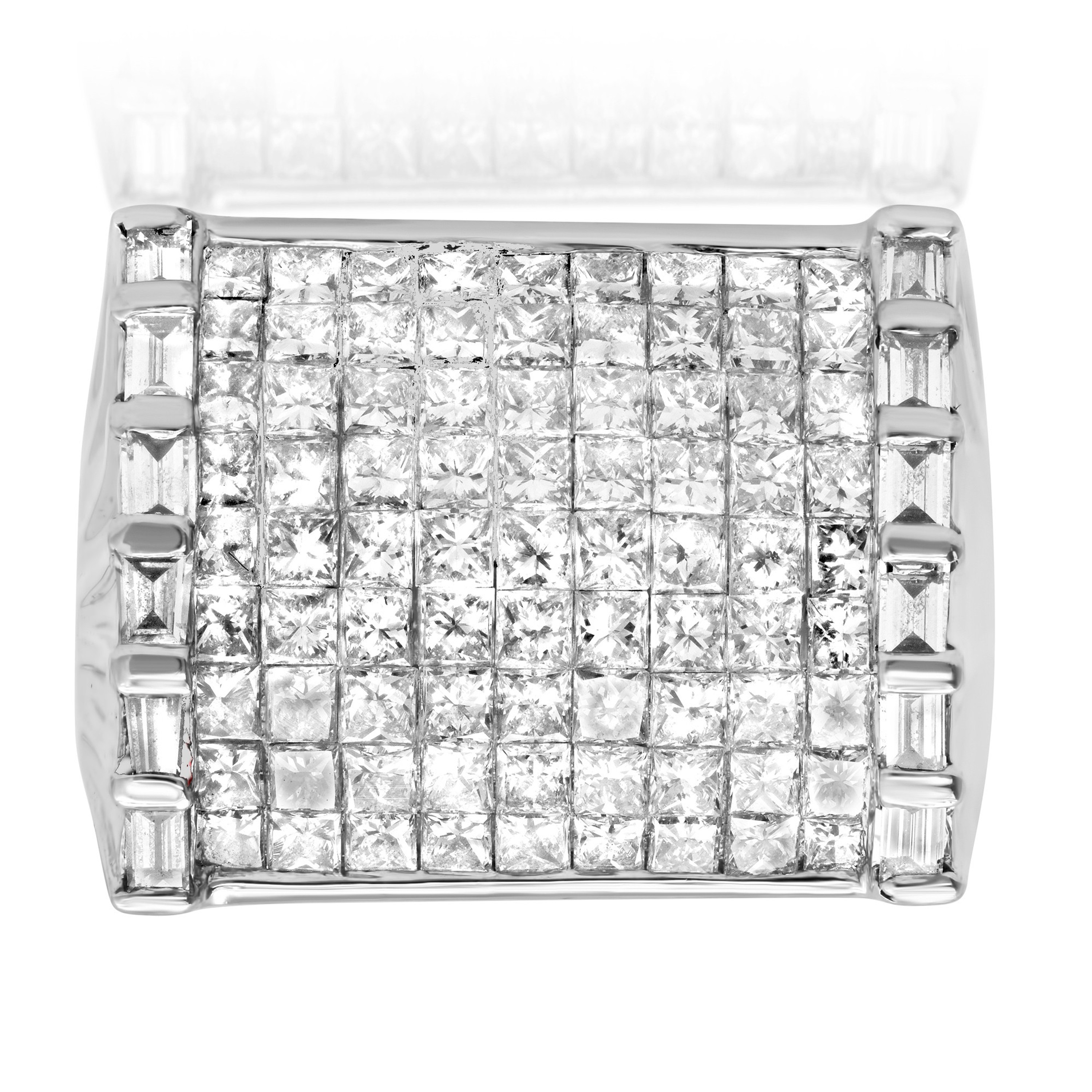 18K White Gold 15mm x 19mm  3.00 Ctw Princess Diamond Band 18K White Gold 15mm x 19mm  3.00 Ctw Princess Diamond Band