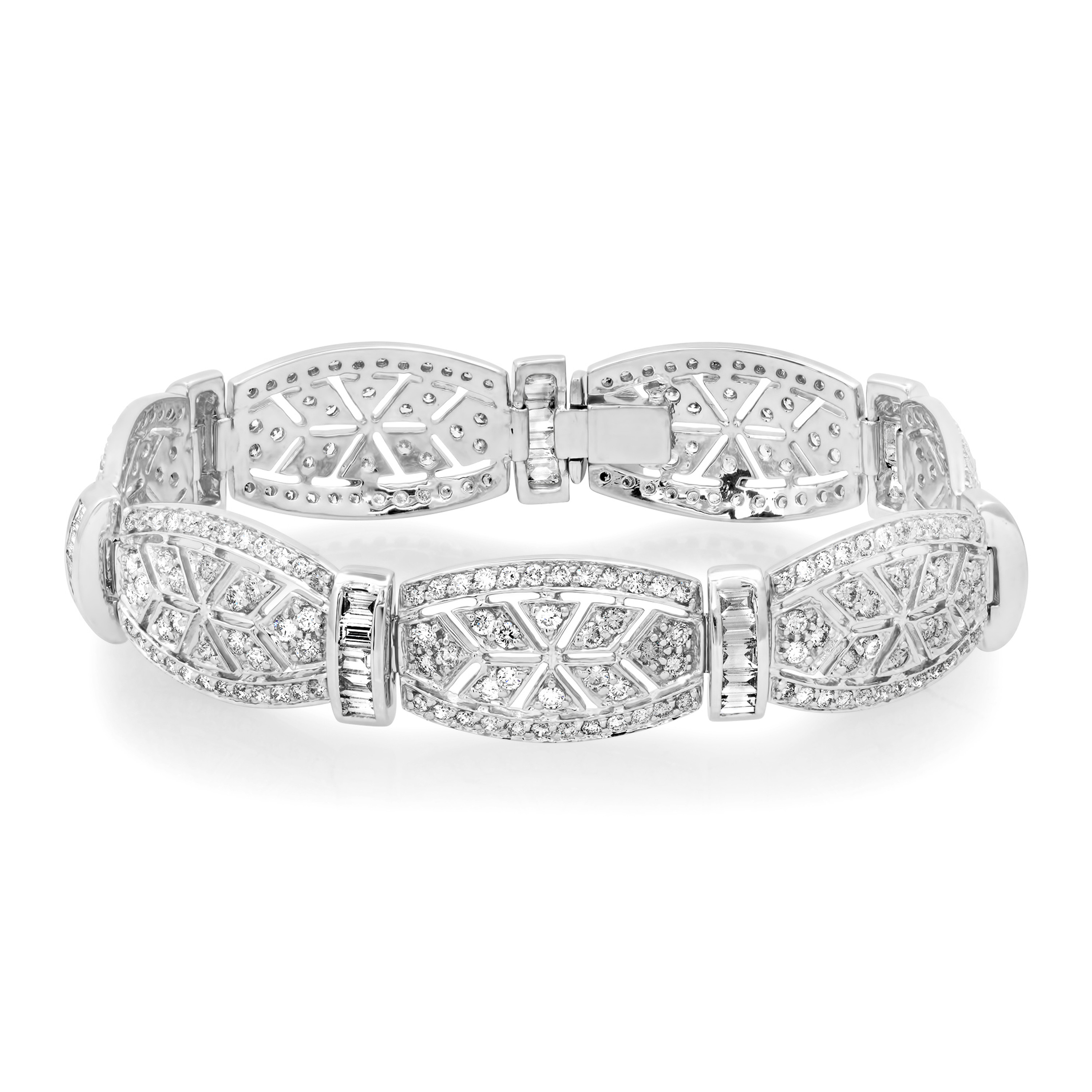 18K White Gold Diamond Bracelet 7.0 Ctw 14.0mm 7.0 Inches 18K White Gold Diamond Bracelet 7.0 Ctw 14.0mm 7.0 Inches