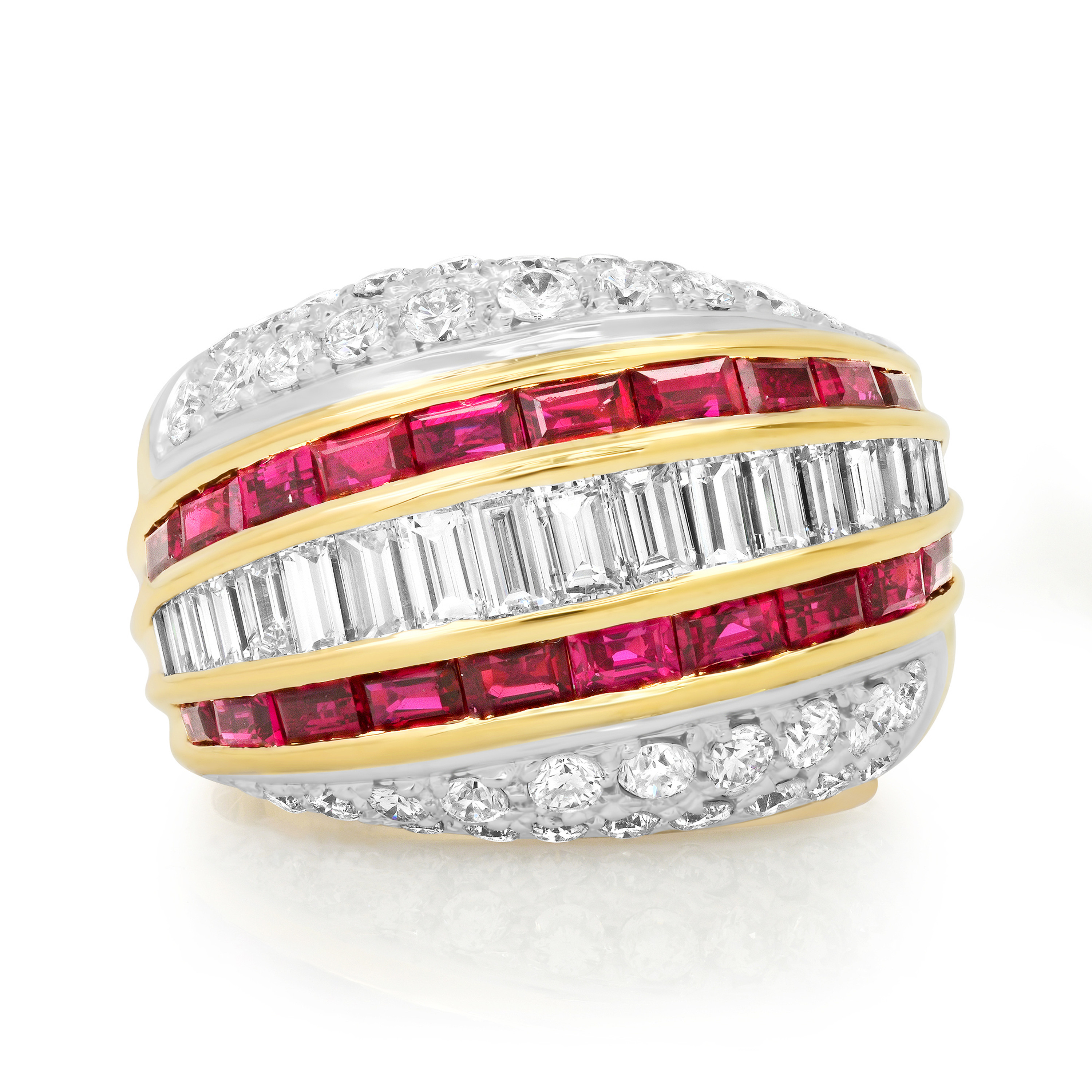 18K Yellow gold 16mm 4.5Ctw Ruby and Diamond  Band 18K Yellow gold 16mm 4.5Ctw Ruby and Diamond  Band