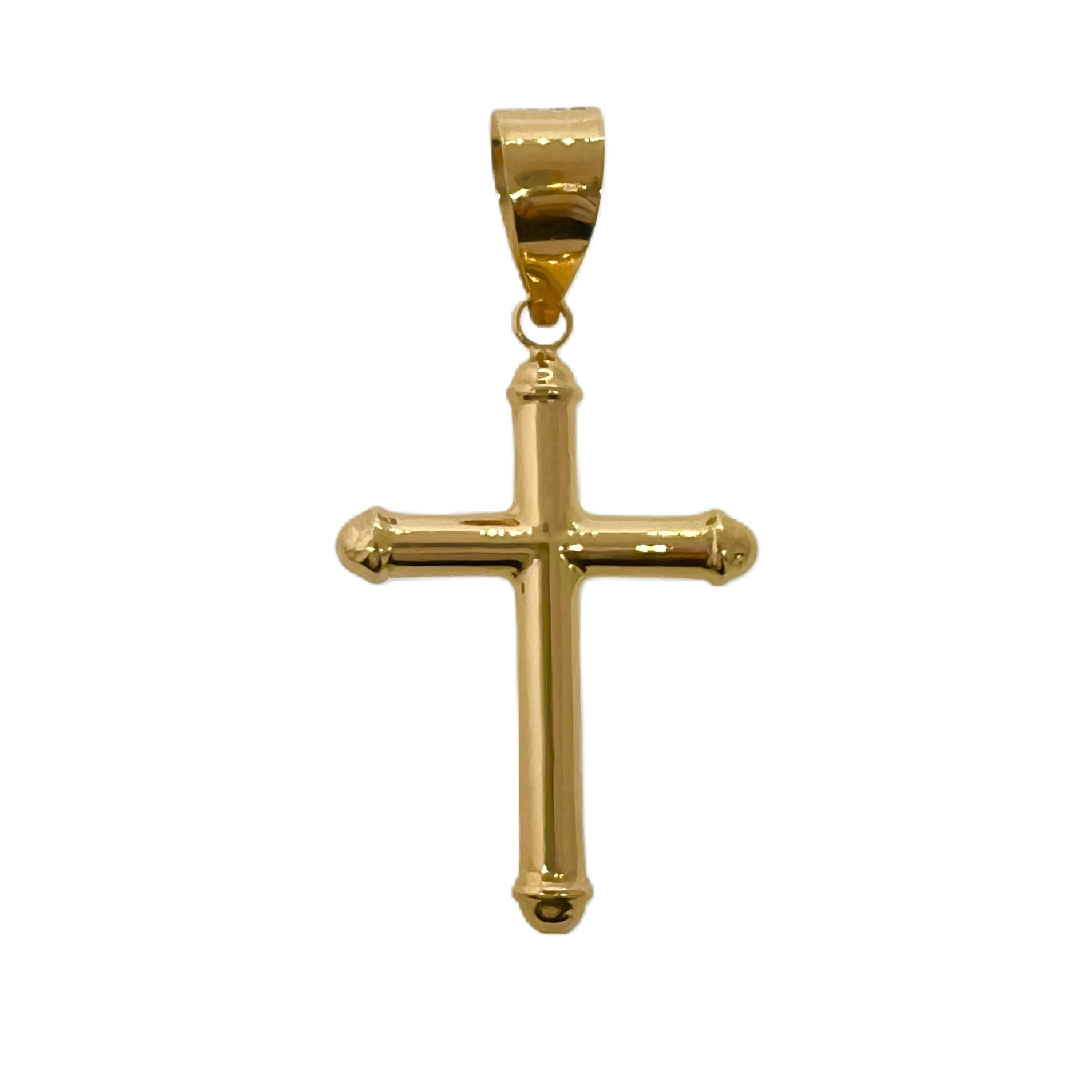 18K Gold Hollow Tube Cross Pendant 35MM X 25MM 18K Gold Hollow Tube Cross Pendant 35MM X 25MM