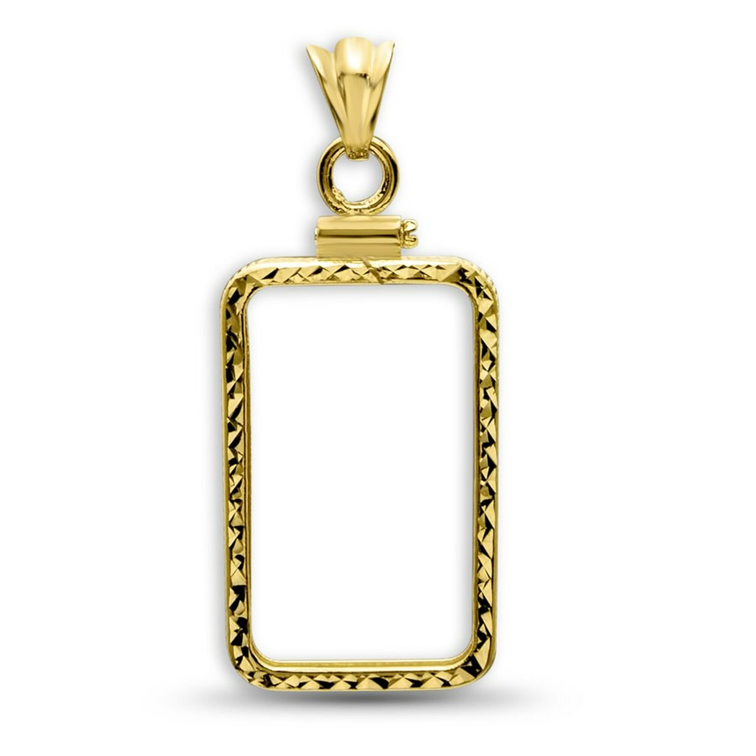 14k Gold Diamond Cut 2.5 Gram Pamp Suisse Credit Coin Screw Top Bezel 19mm x 11.5mm 14k Gold Diamond Cut 2.5 Gram Pamp Suisse Credit Coin Screw Top Bezel 19mm x 11.5mm